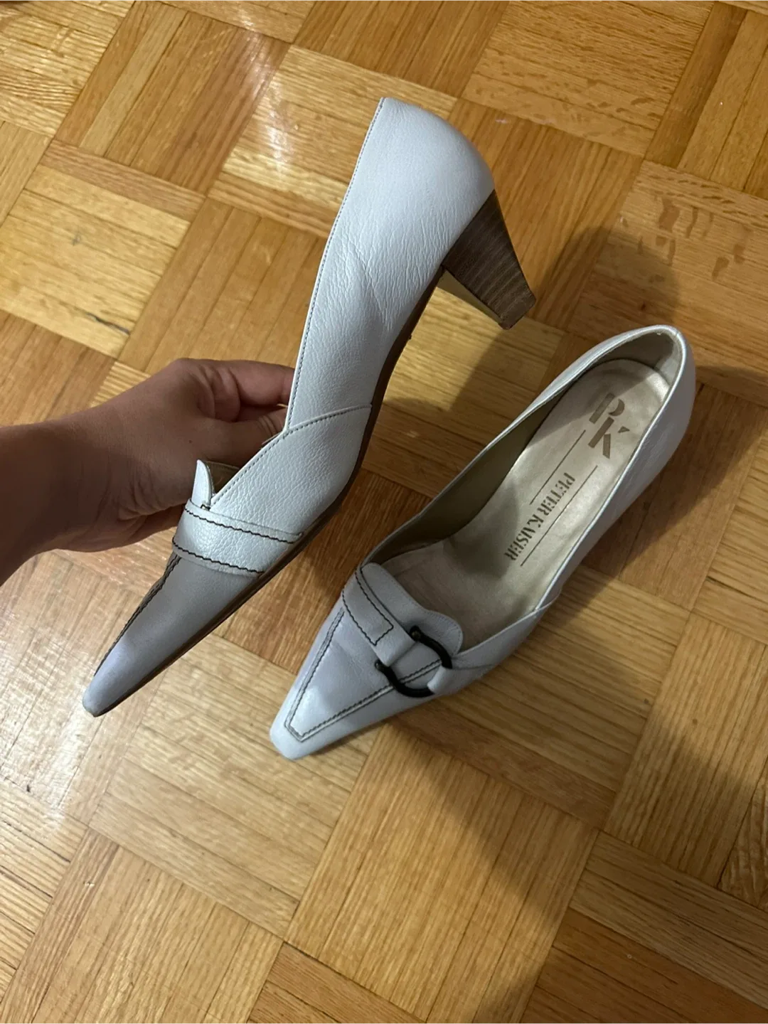 Peter Kaiser White Leather Heels image indicator(2)