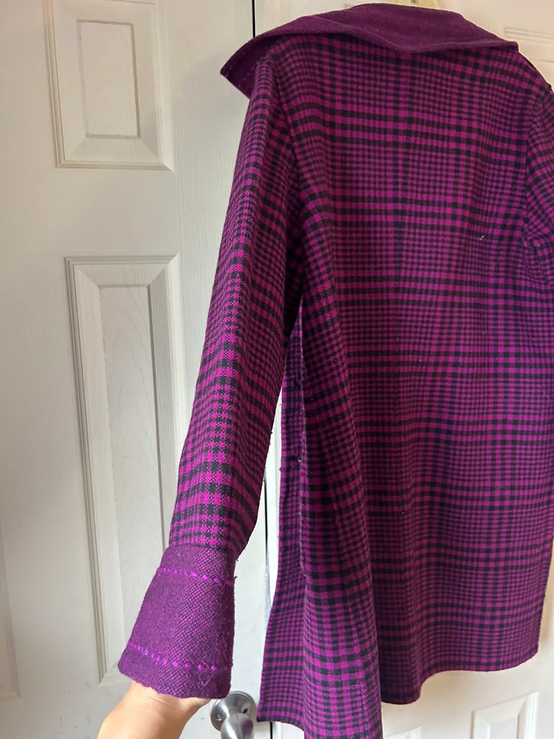 Purple Plaid Wool Blend Coat image indicator(3)
