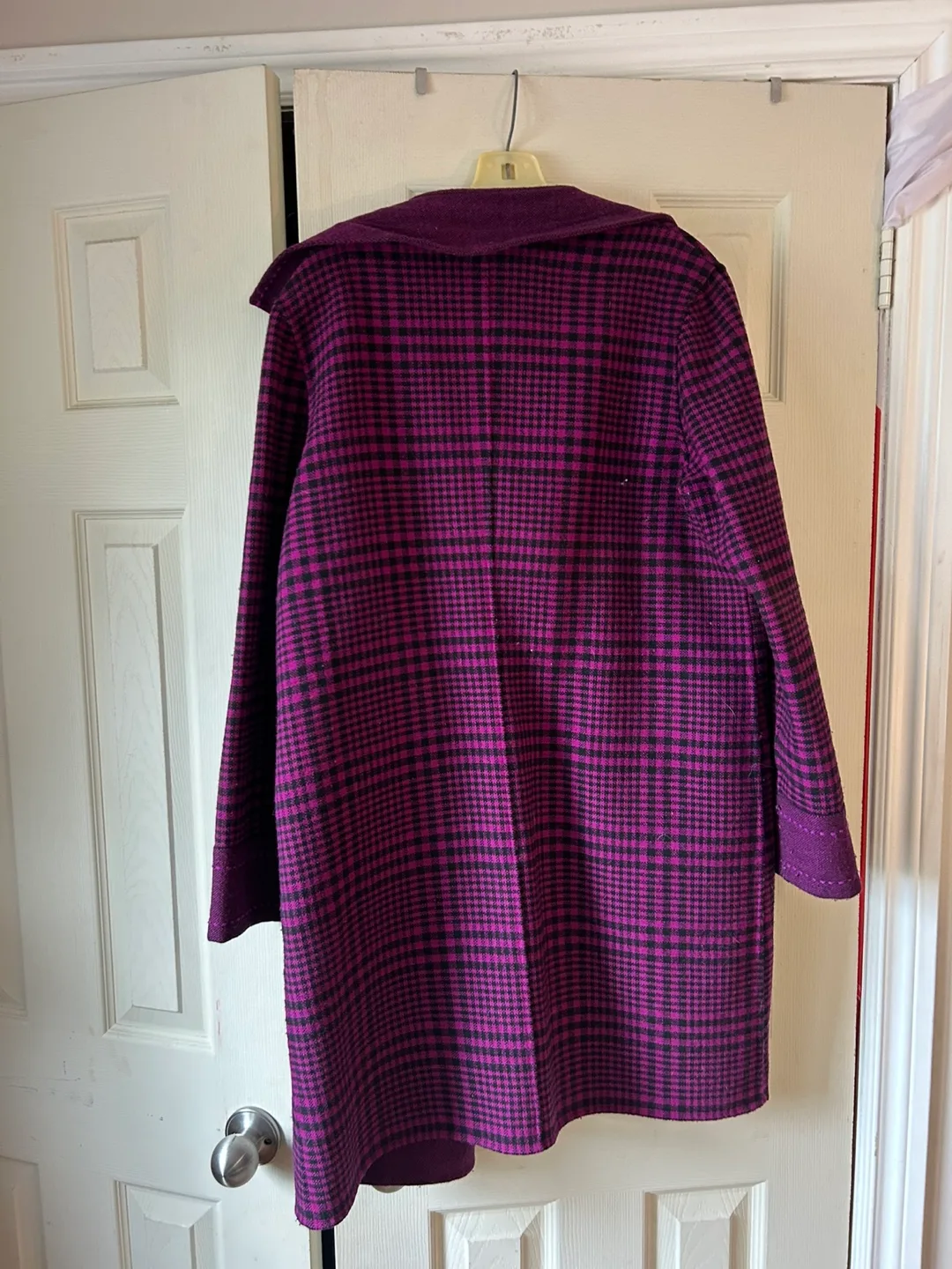 Purple Plaid Wool Blend Coat image indicator(2)