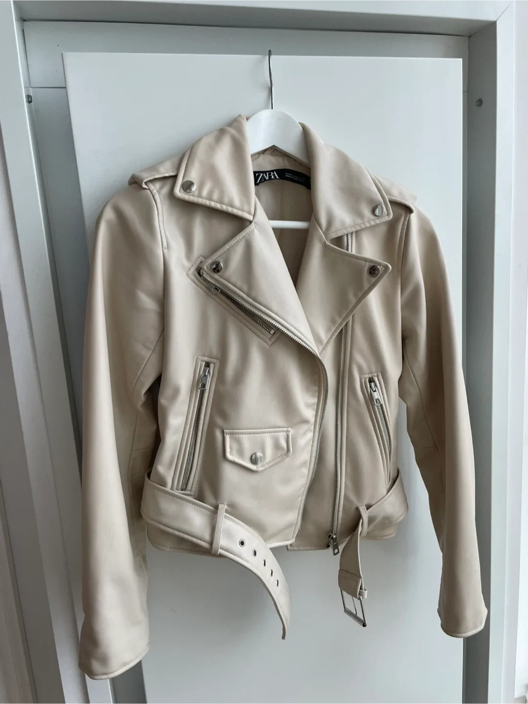 Zara Faux Leather Biker Jacket - Size XS thumbnail