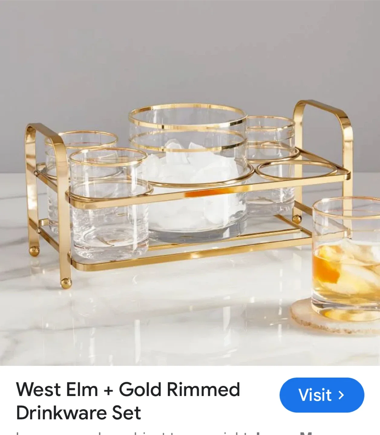 West Elm Gold Rimmed Drinkware Set thumbnail