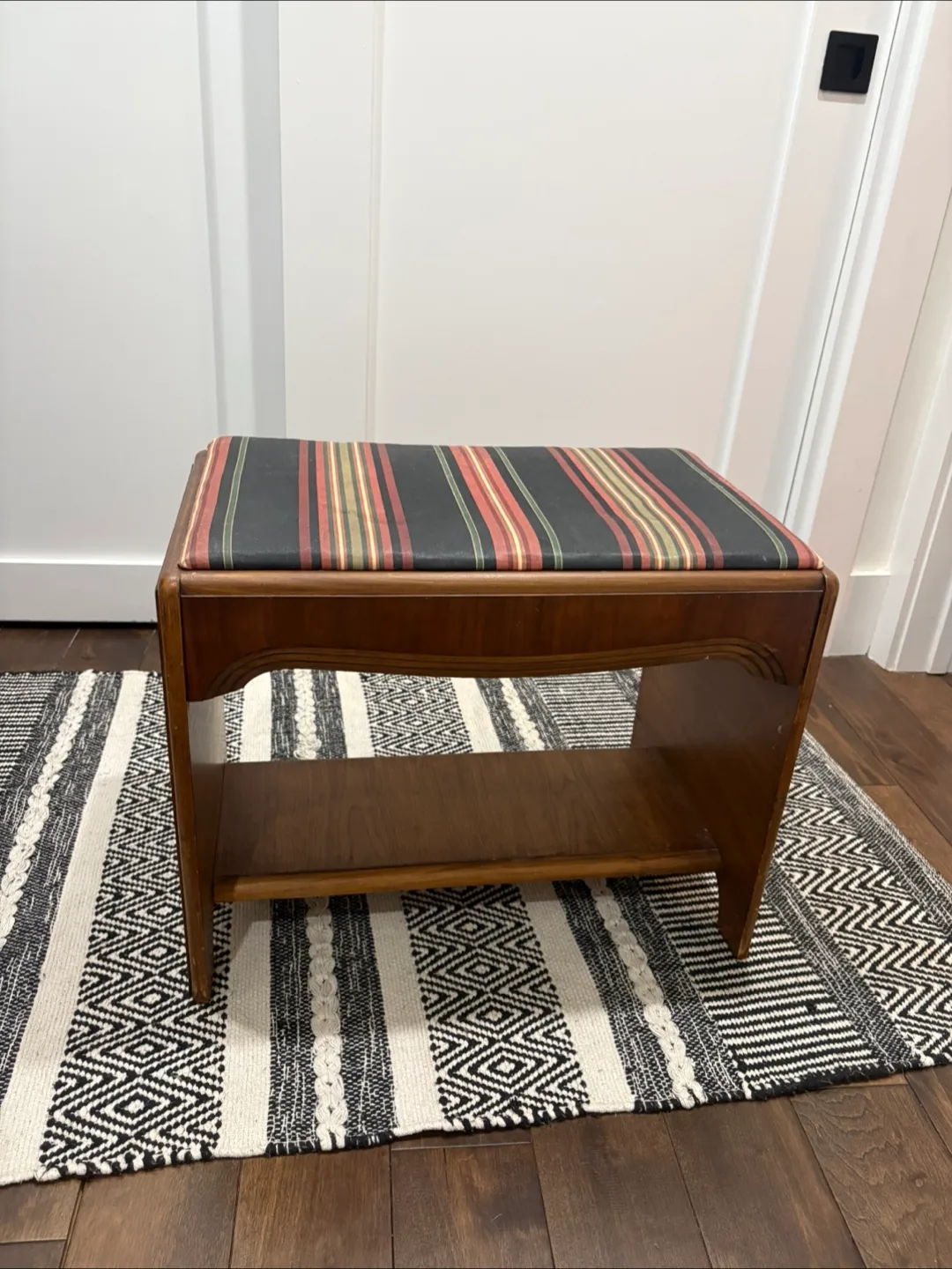 Upholstered vintage Wooden Bench