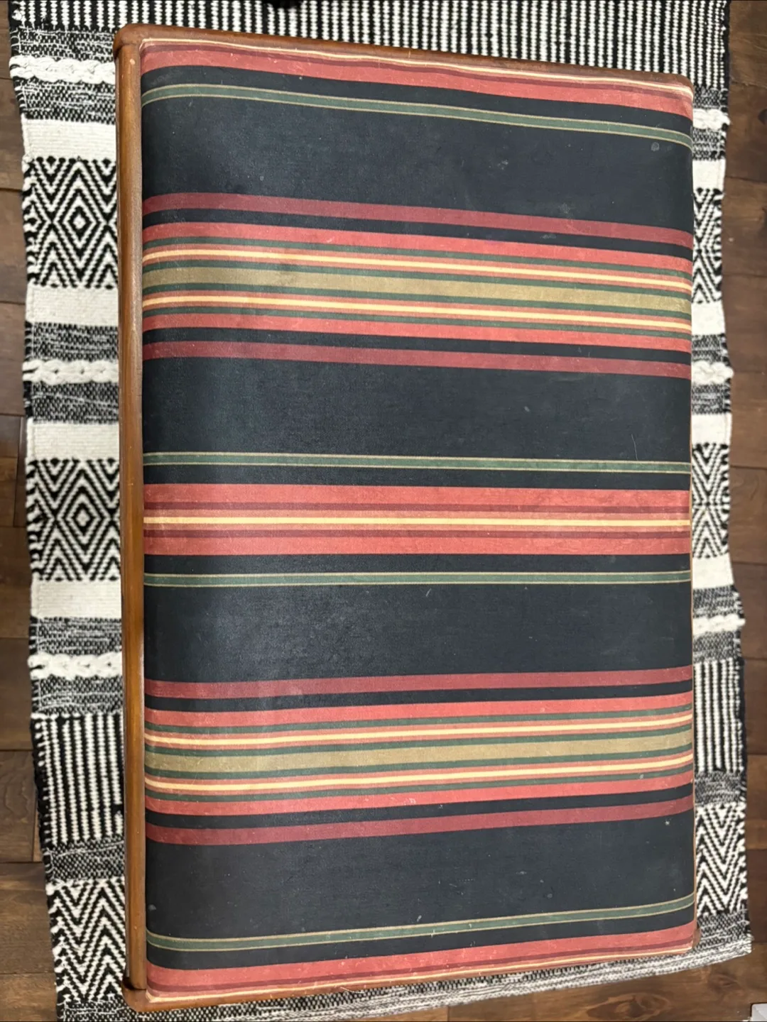 Upholstered vintage Wooden Bench image indicator(7)