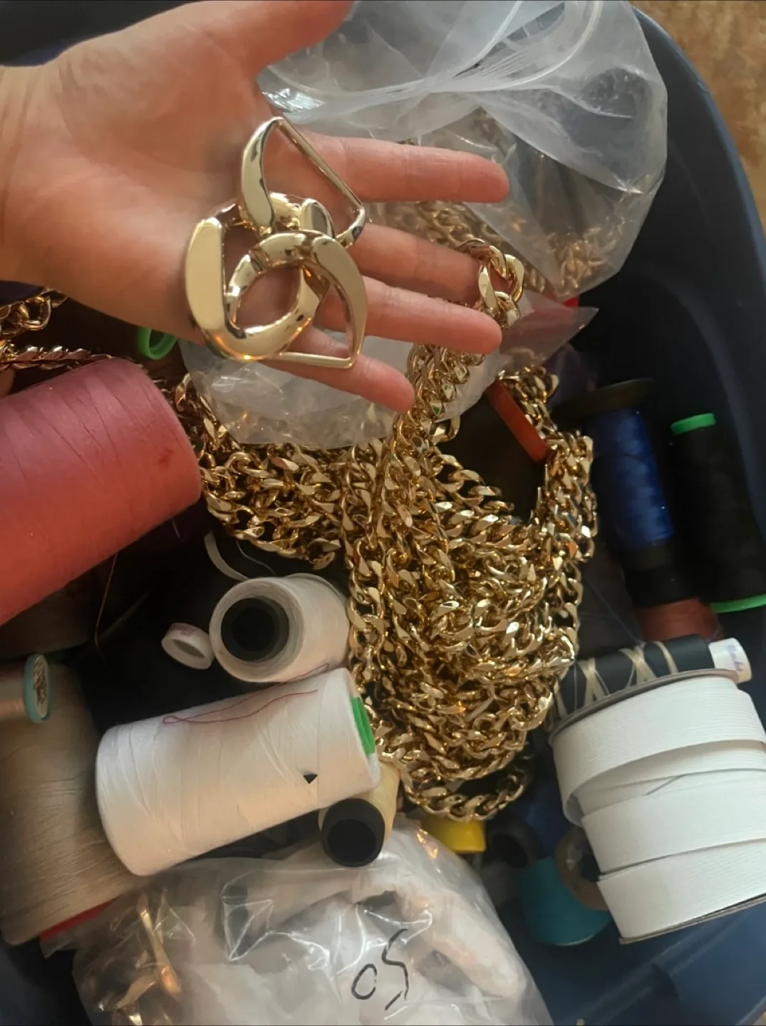 Sewing Thread in Various Colours & Gold Chain Lot image indicator(6)