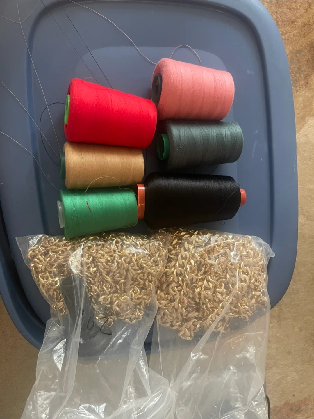 Sewing Thread in Various Colours & Gold Chain Lot image indicator(7)