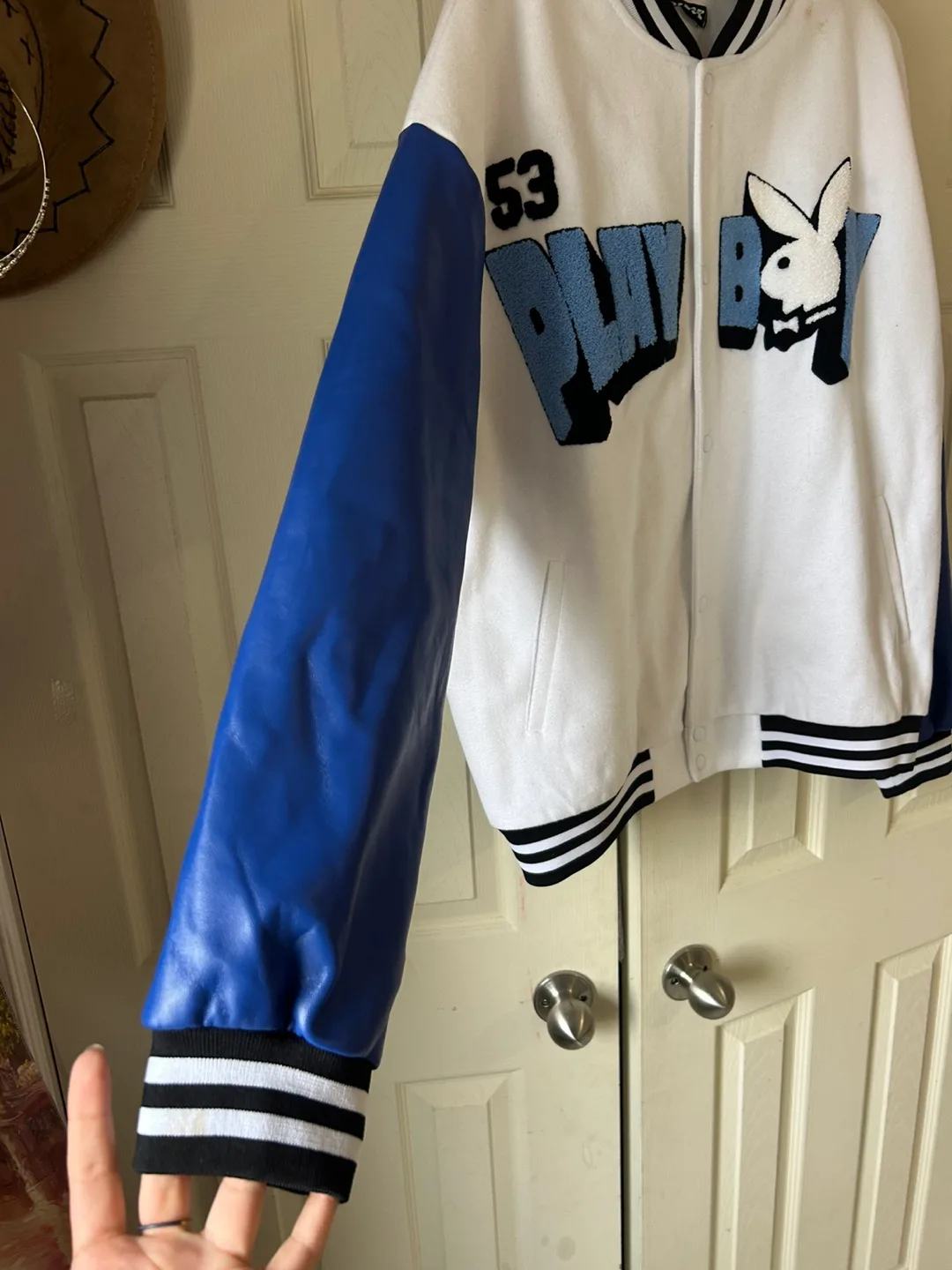 Playboy Varsity Jacket White and Blue image indicator(2)