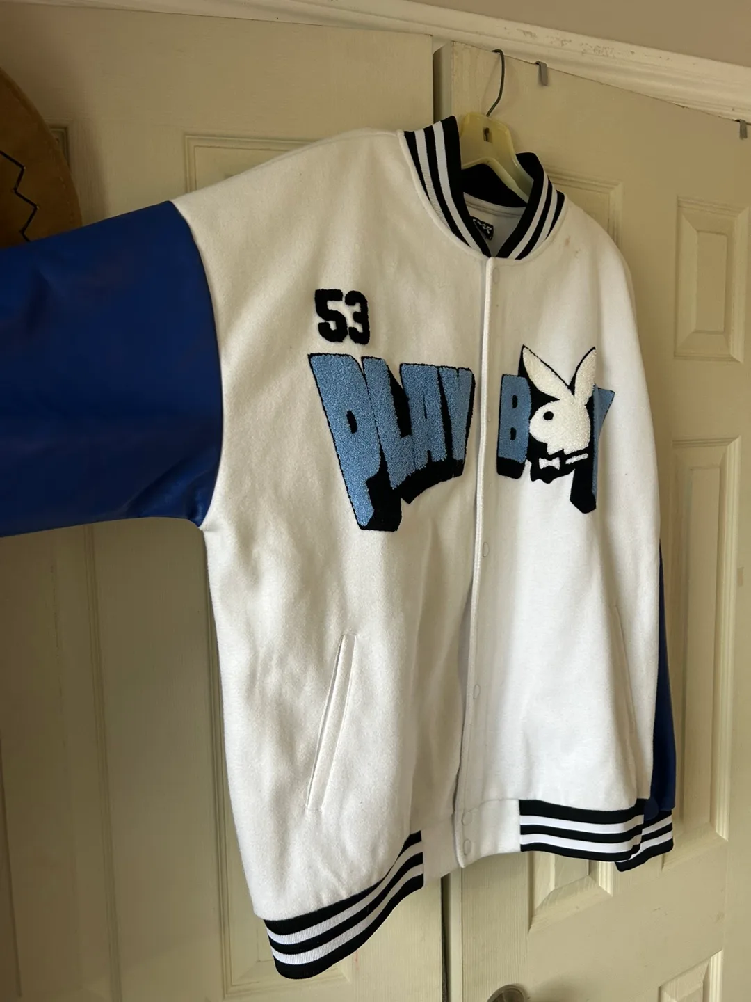 Playboy Varsity Jacket White and Blue image indicator(3)