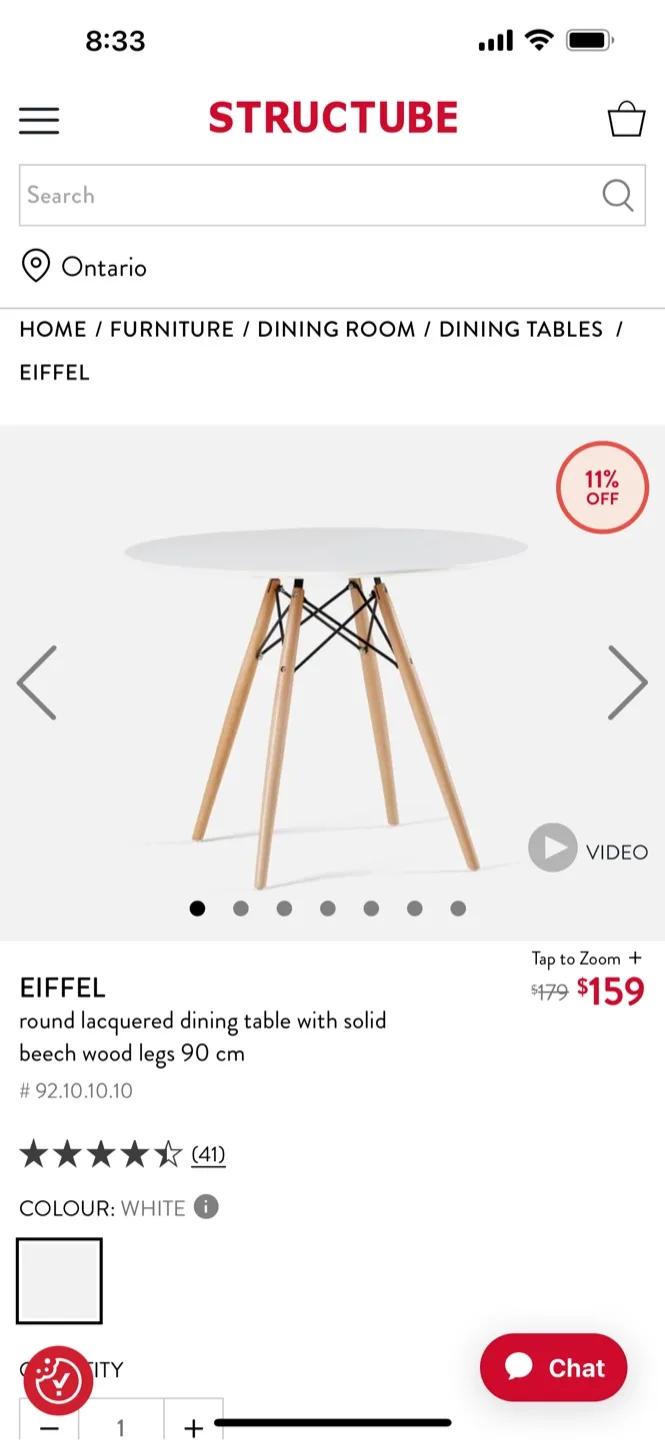 Structube Eiffel Round Dining Table - 90cm image indicator(4)