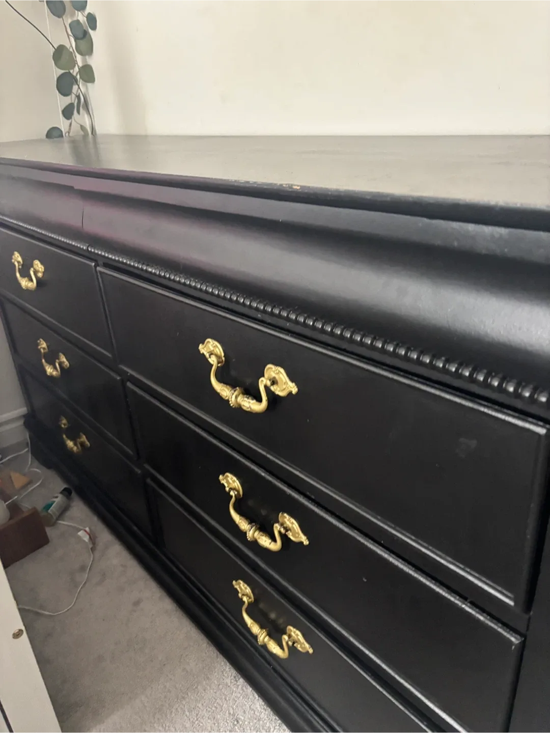 Black Dresser with Gold Handles- 6 Drawer thumbnail