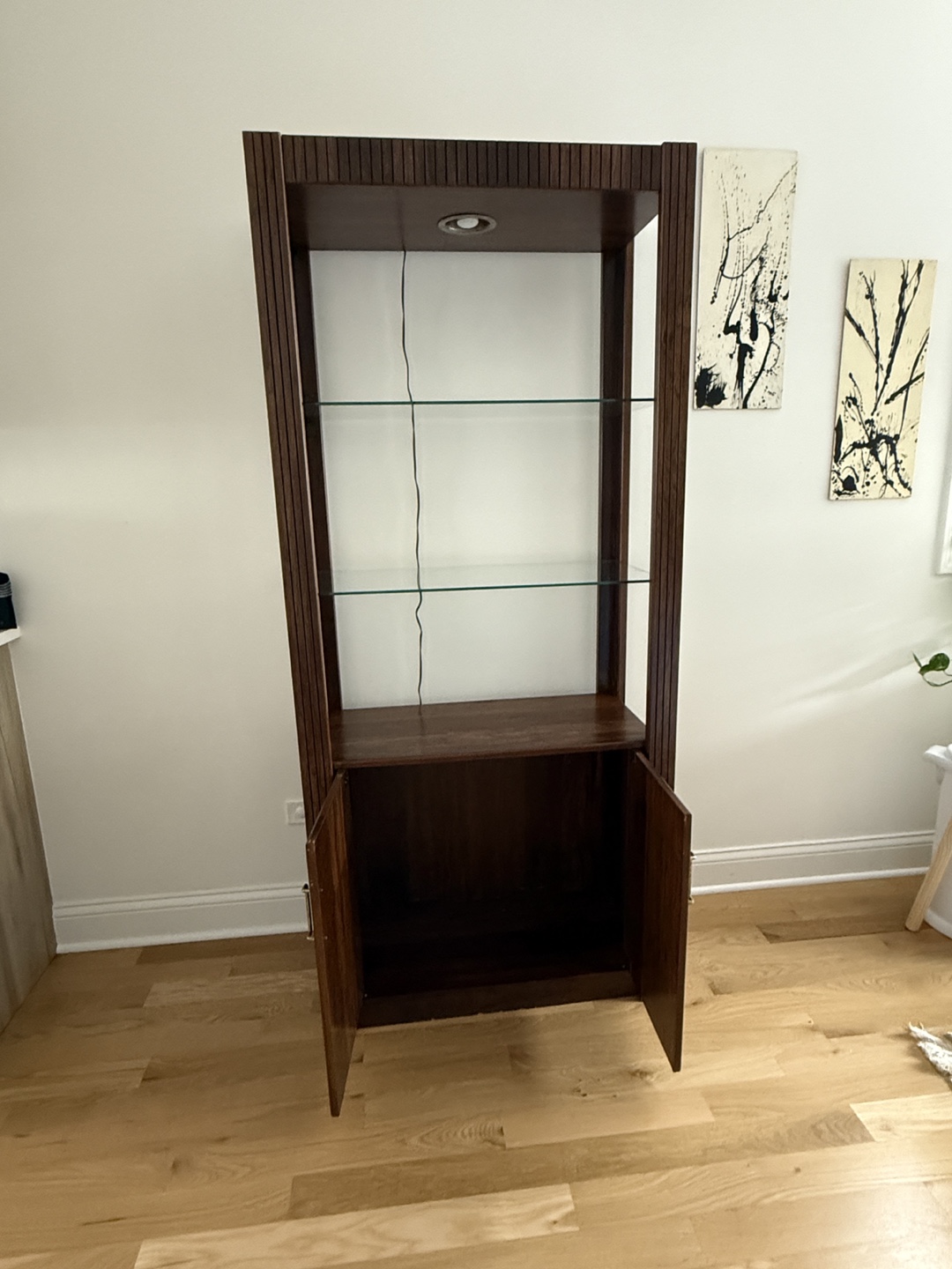 Vintage Brown Wood & Glass Display Cabinet - photo 3