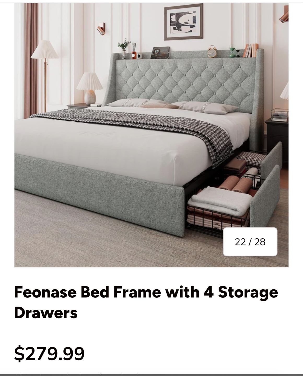 Feonase Bed Frame with 4 Storage Drawers (Queen) - photo 5