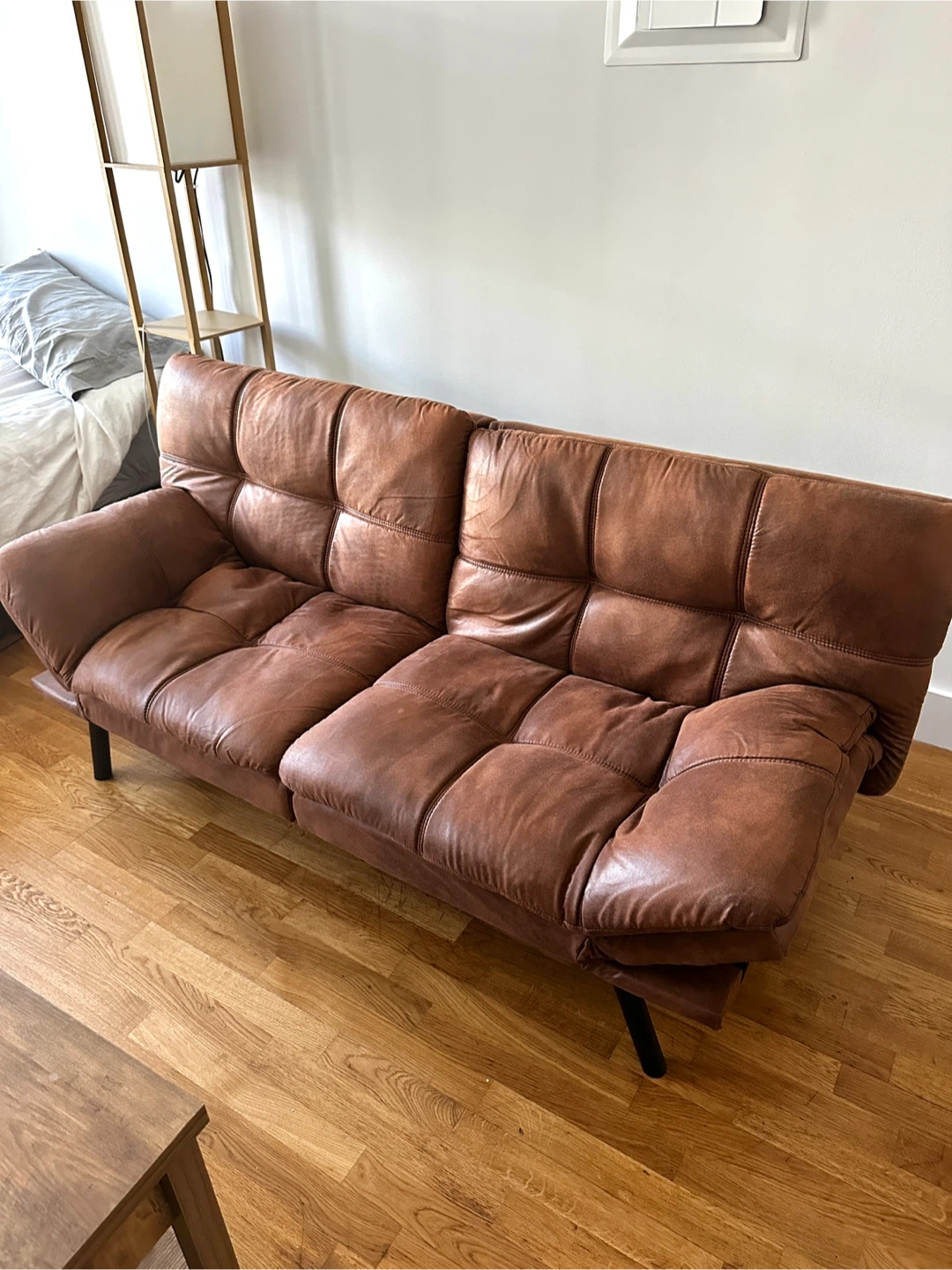 Brown Leather Futon Sofa Bed