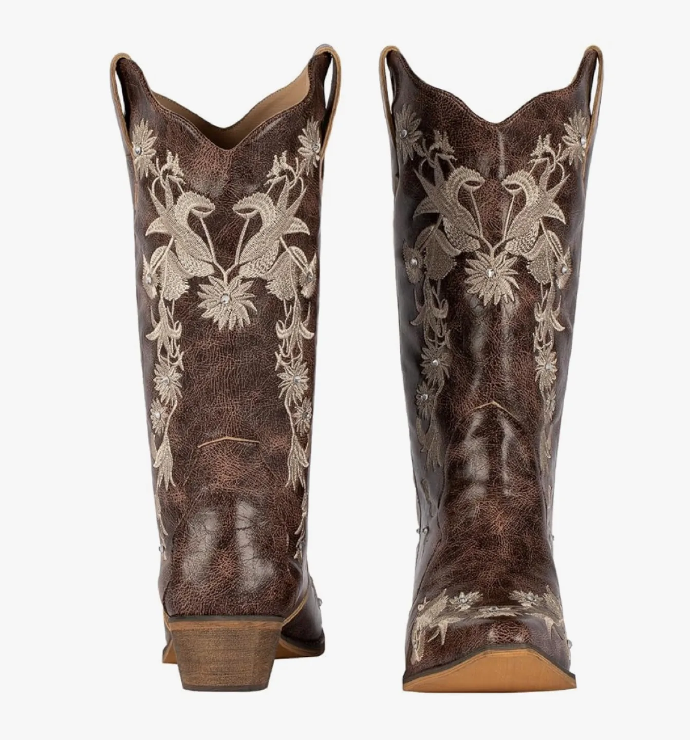 Brown Floral Embroidered Cowboy Boots - Size 8 image indicator(2)