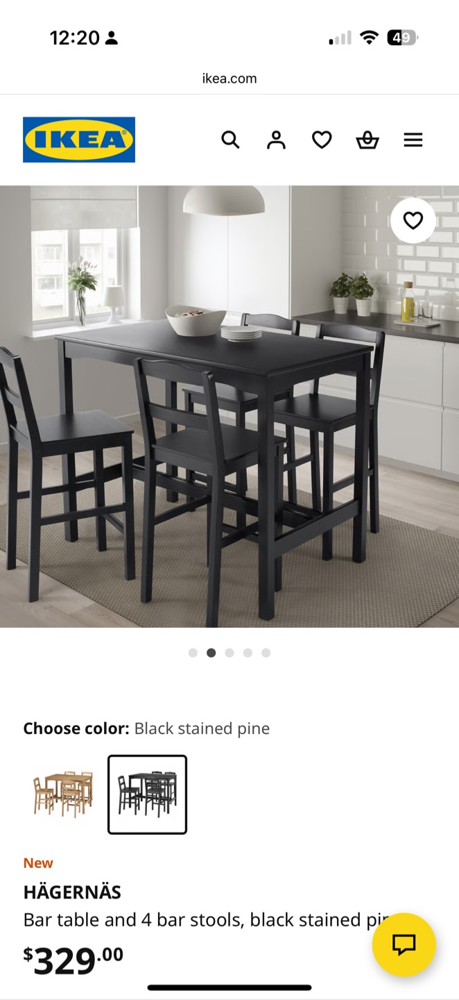 🪑 IKEA HÄGERNÄS Bar Table + 4 Stools – $125
