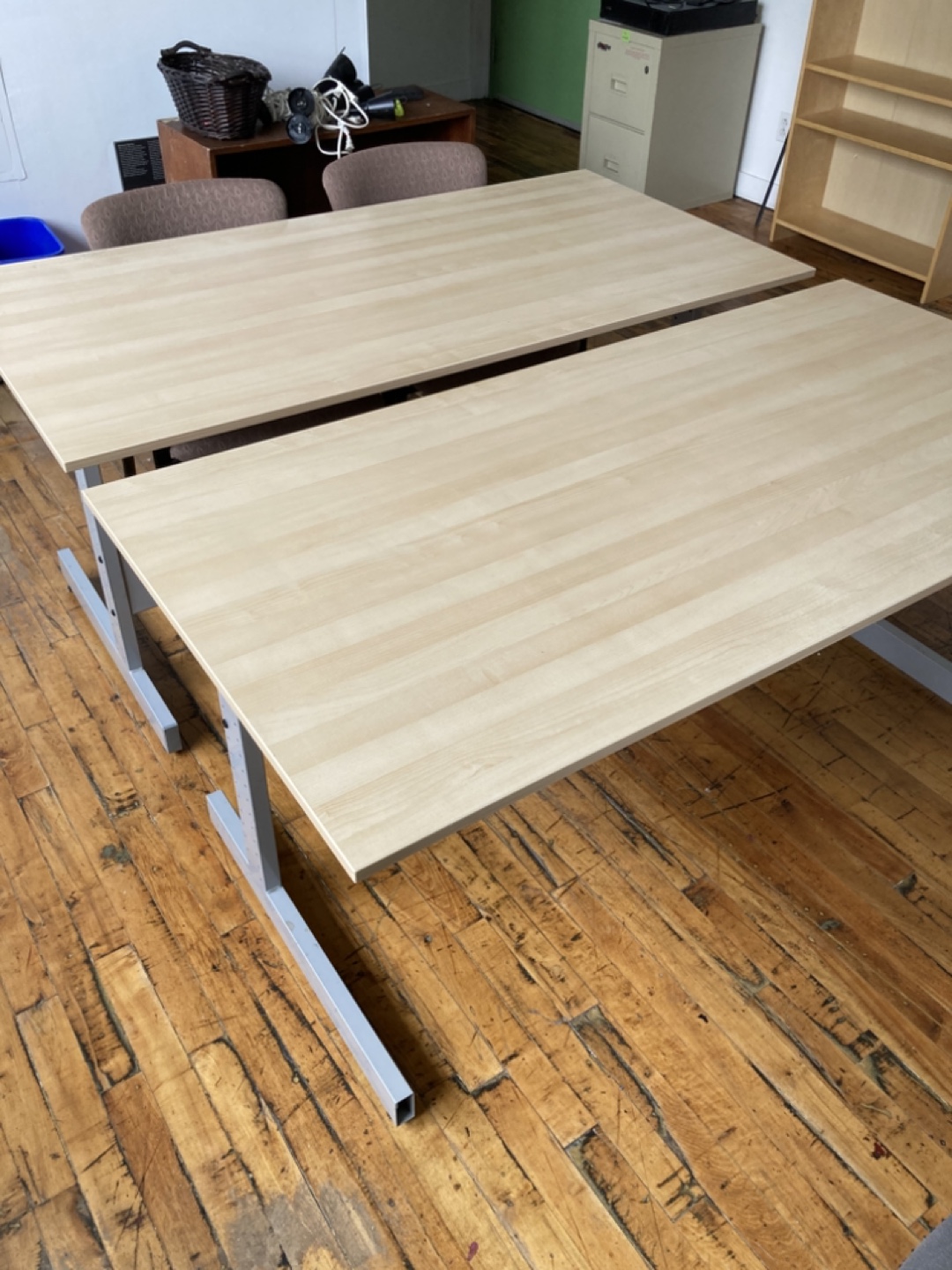 Large IKEA birch-top Office Desks