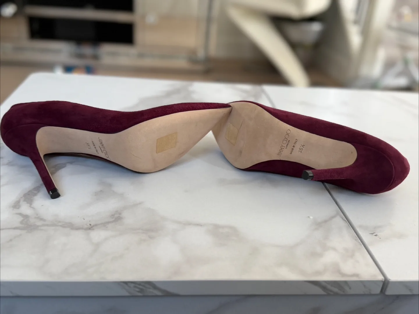 Jimmy Choo Romy 85 Burgundy Suede Pumps - Size 36.5 image indicator(4)