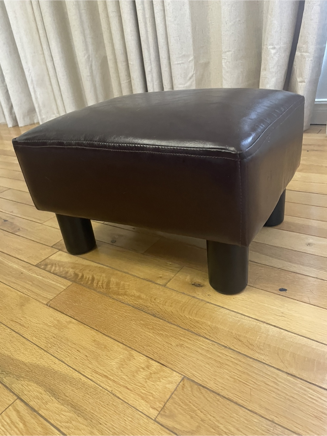 Brown Leather Ottoman / Footstool