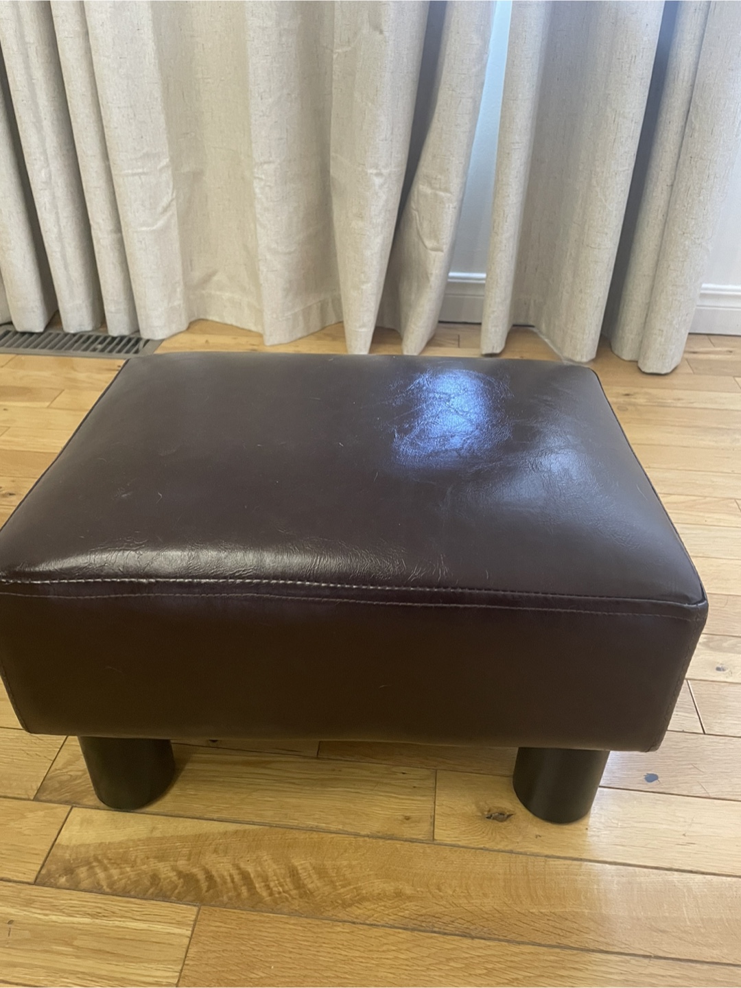 Brown Leather Ottoman / Footstool - photo 2