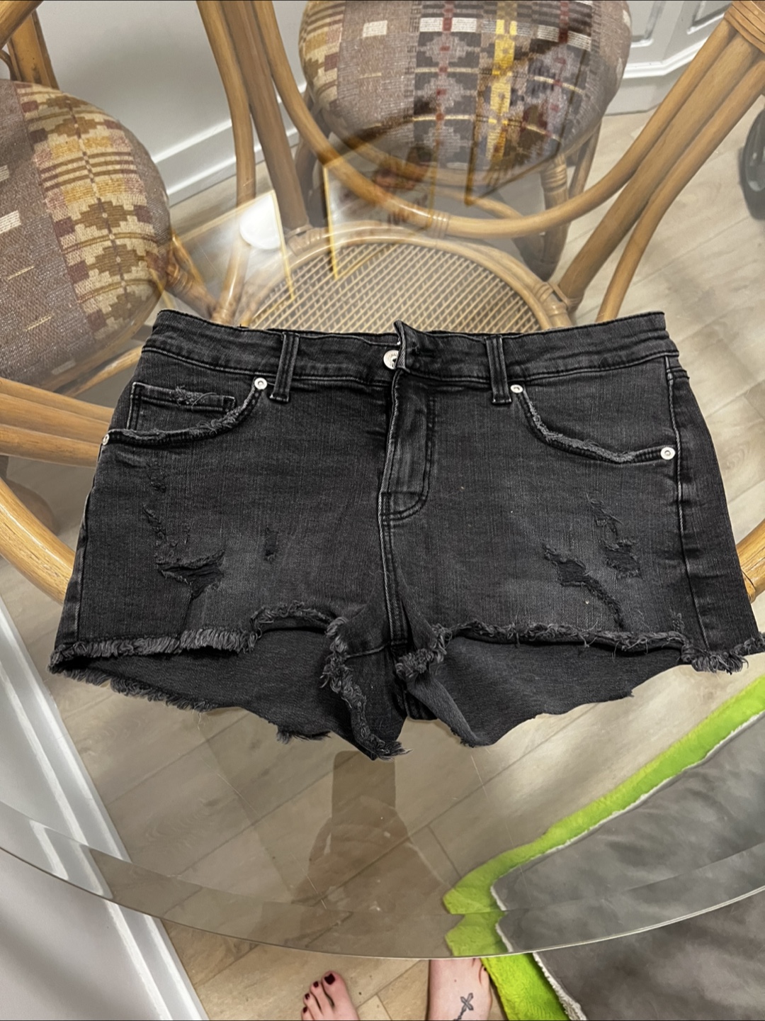 Zara Black Denim Shorts - Size 8