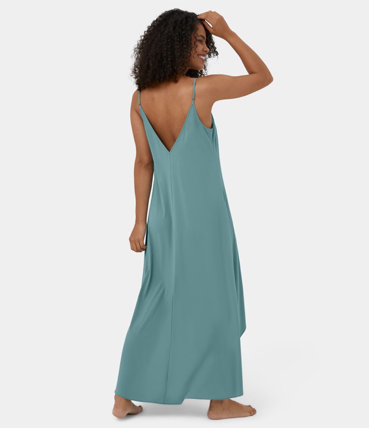 Halara Teal V-Neck high-low Dress - photo 3