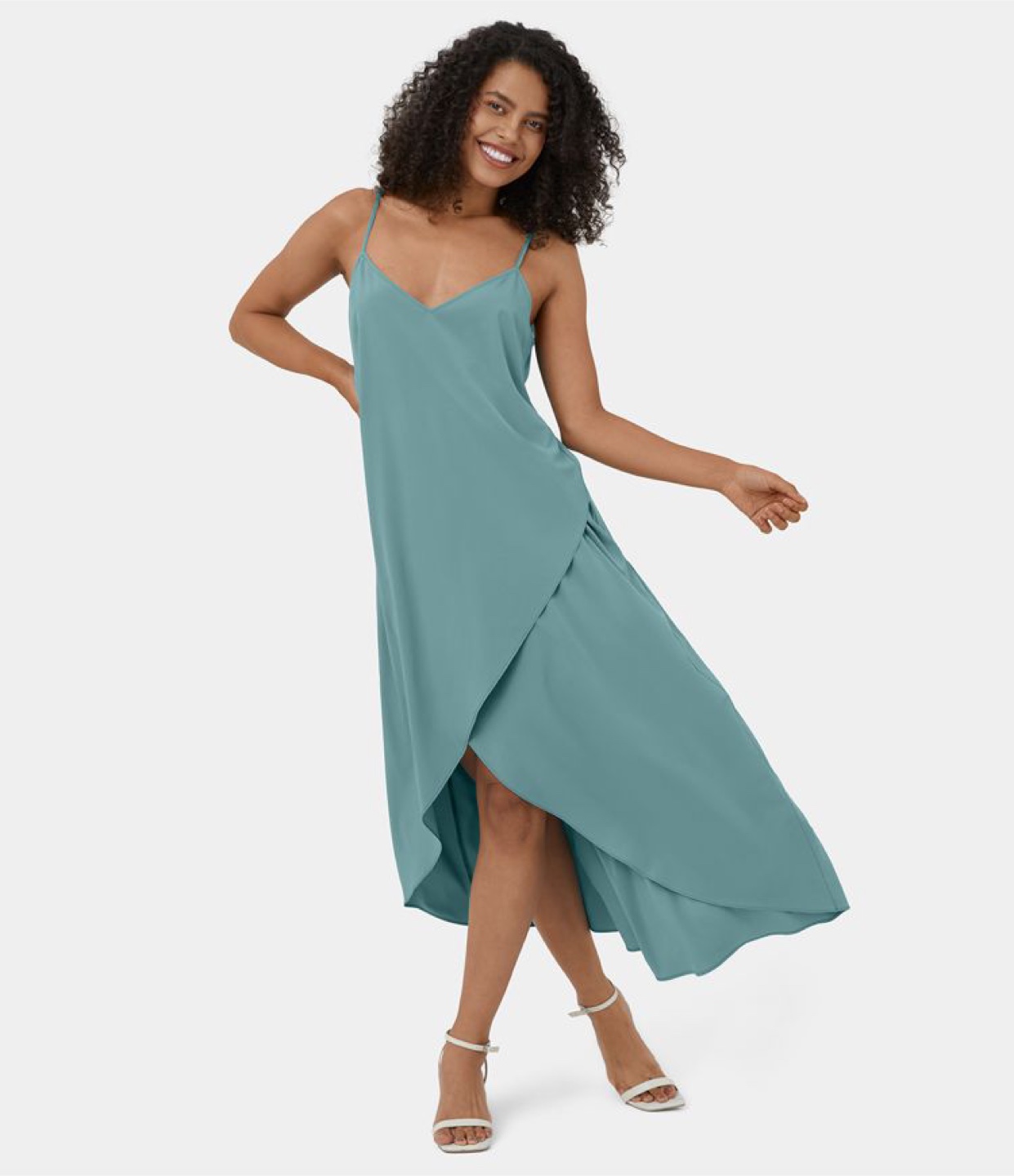 Halara Teal V-Neck high-low Dress