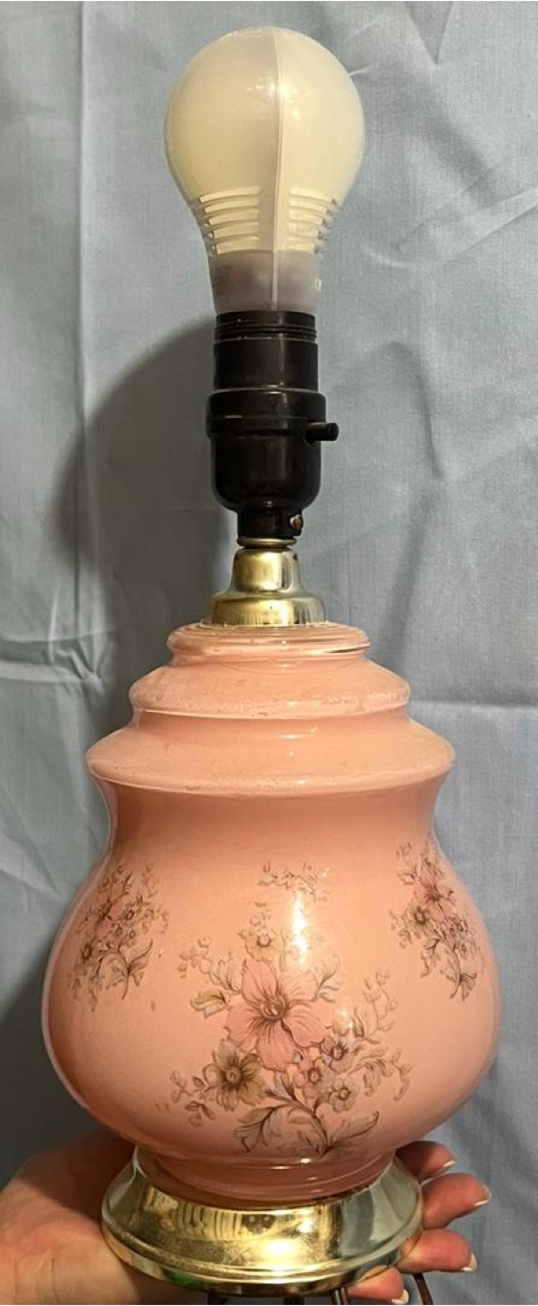 Vintage Pink Floral Table Lamp