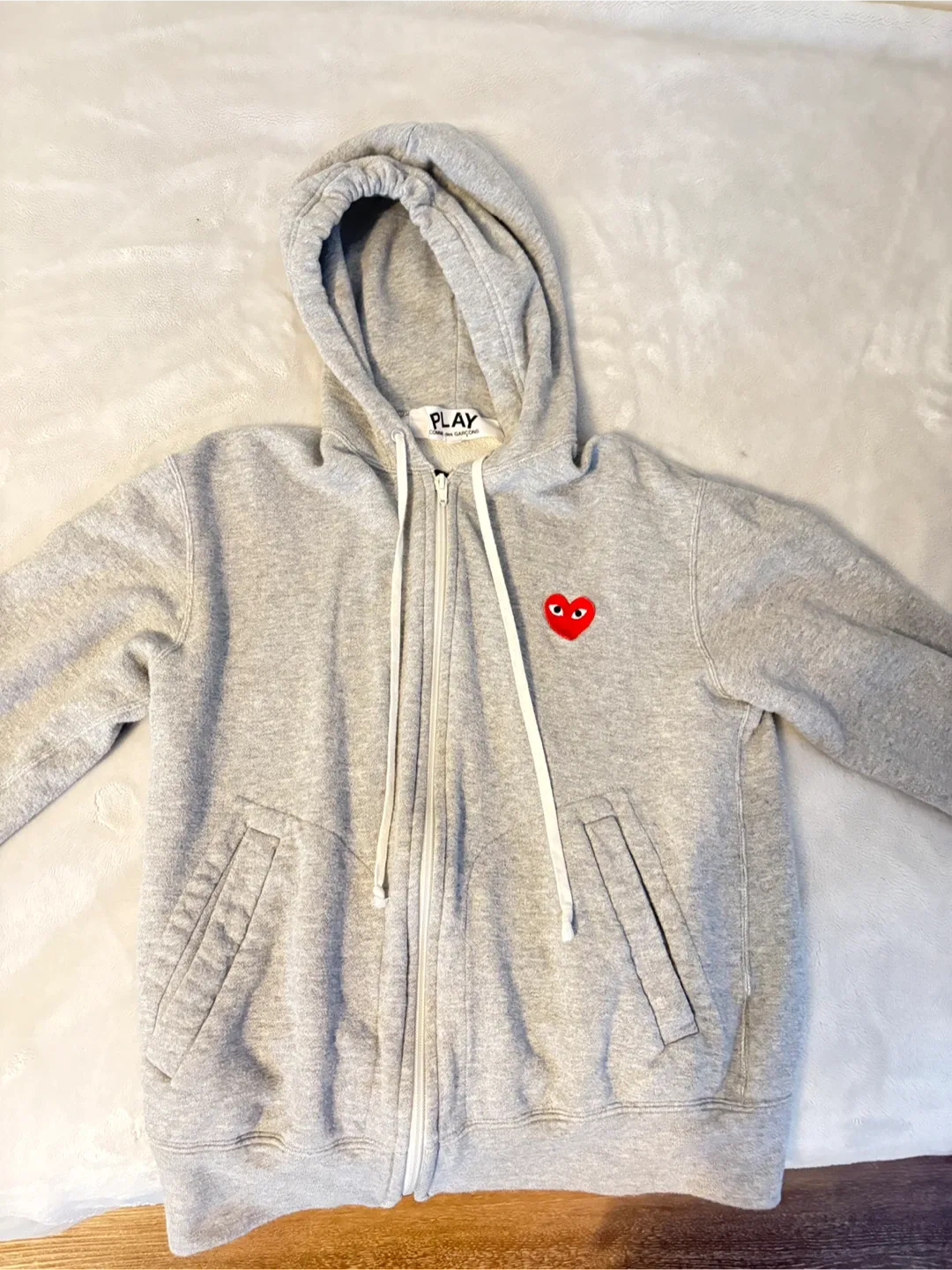 Comme des Garçons PLAY Grey Zip-Up Hoodie thumbnail