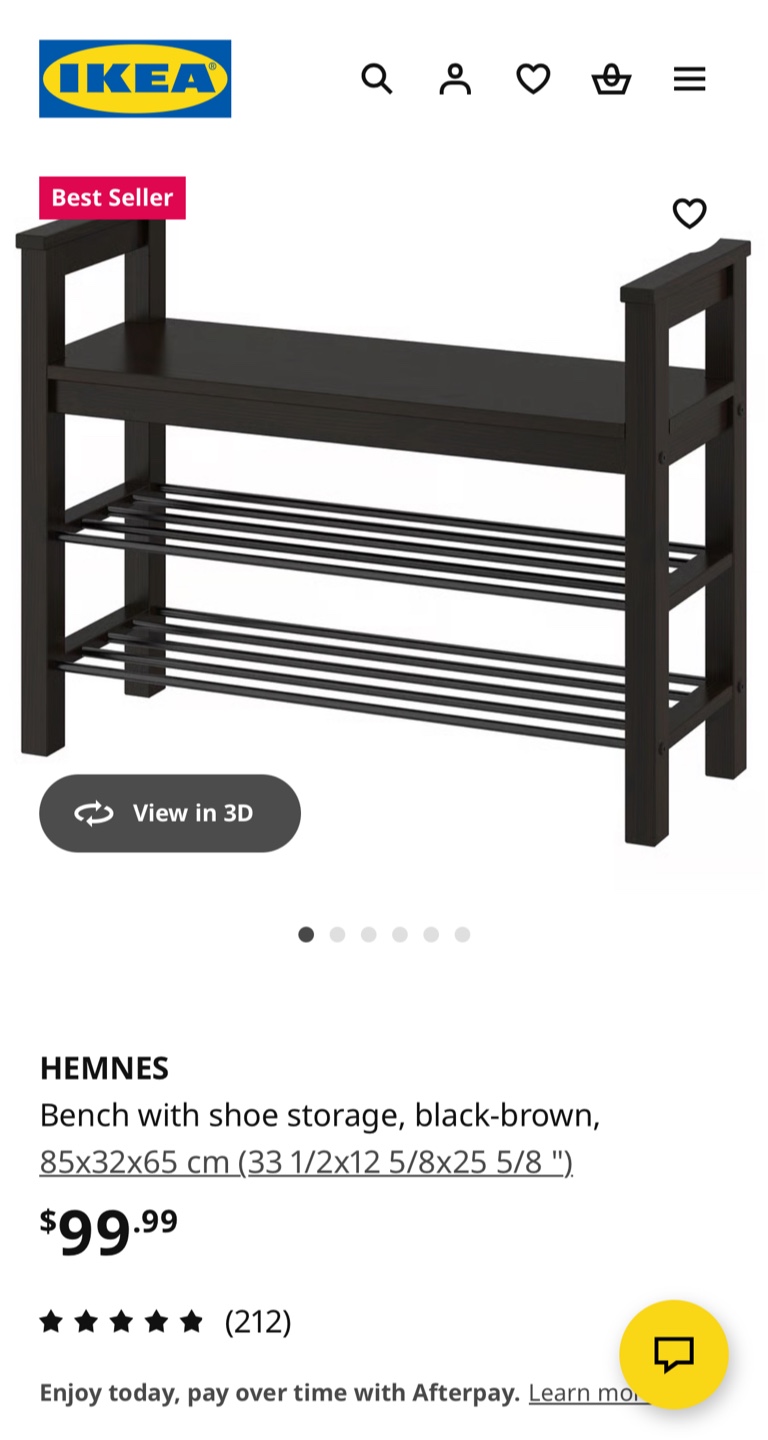 IKEA Hemnes Bench with Shoe Storage - Black-Brown