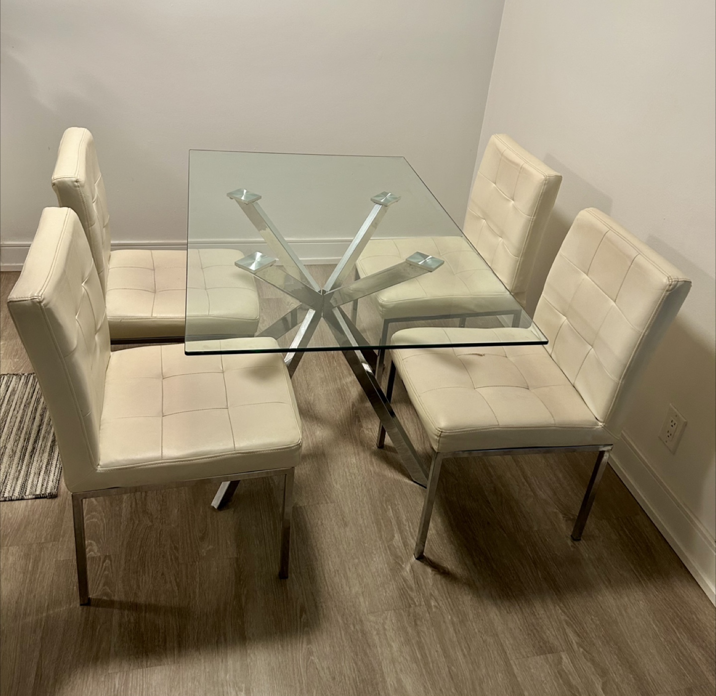 Glass Top Dining Table with 4 Cream Chairs - photo 3