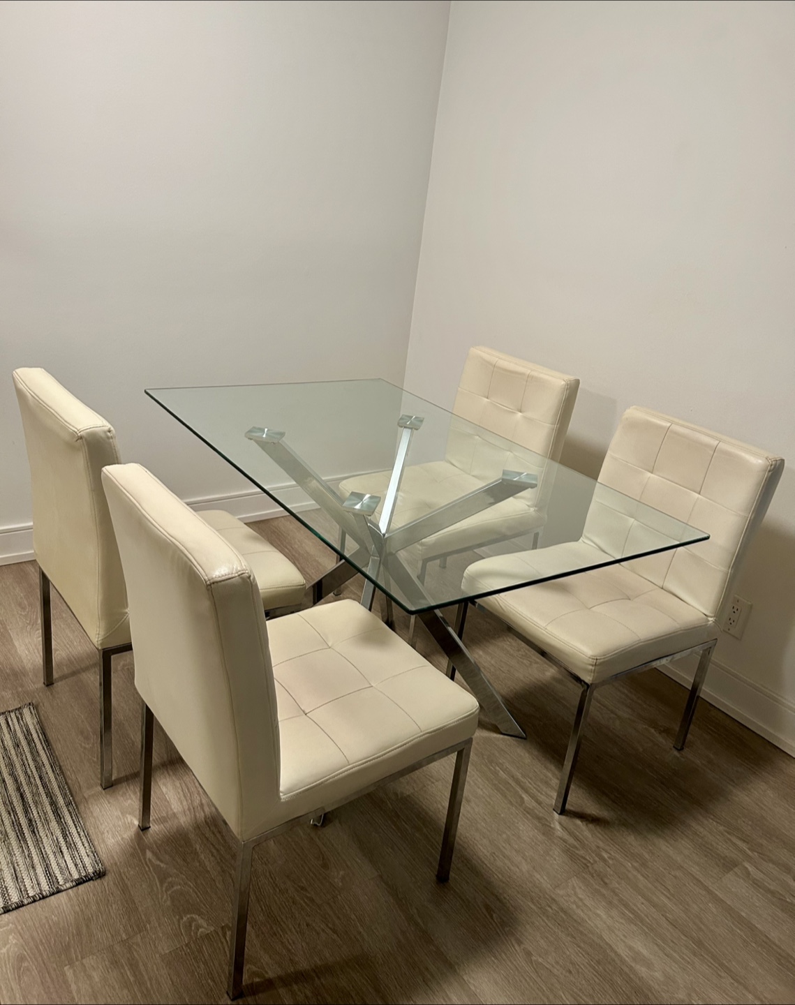 Glass Top Dining Table with 4 Cream Chairs - photo 2