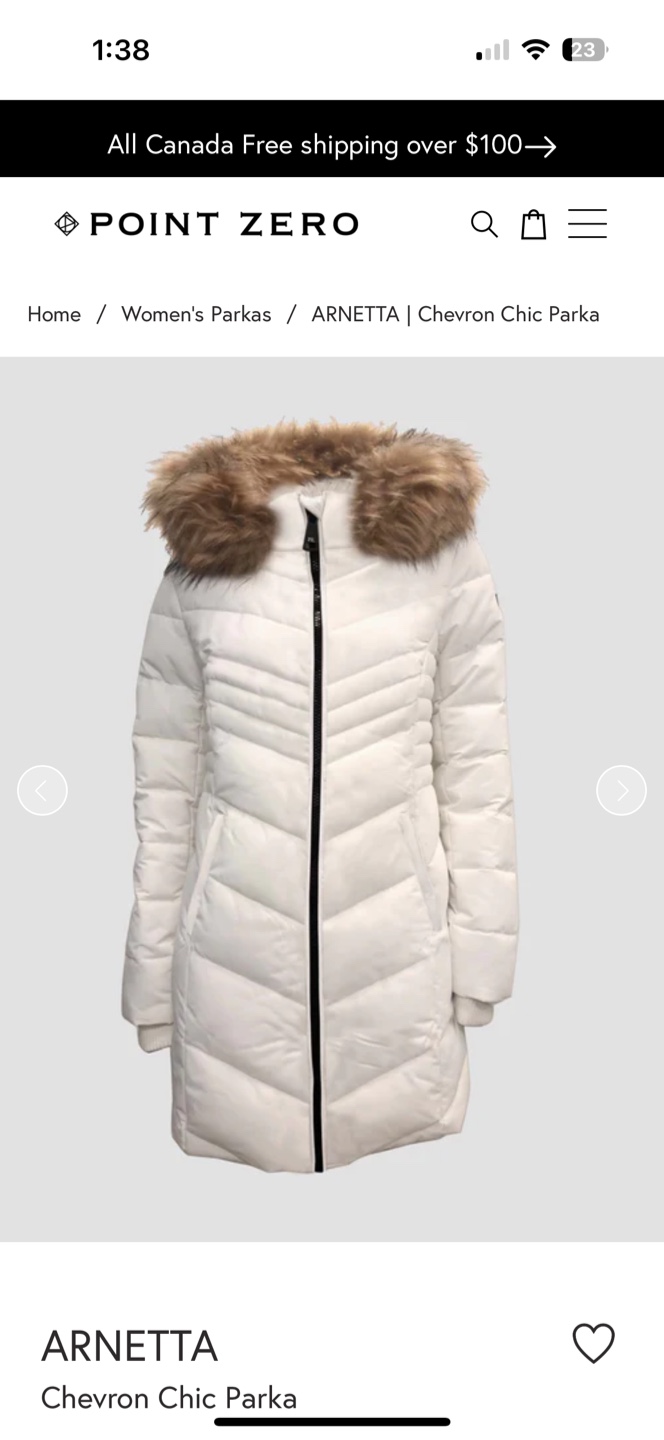 Point Zero Arnetta Chevron Chic Parka - Size M