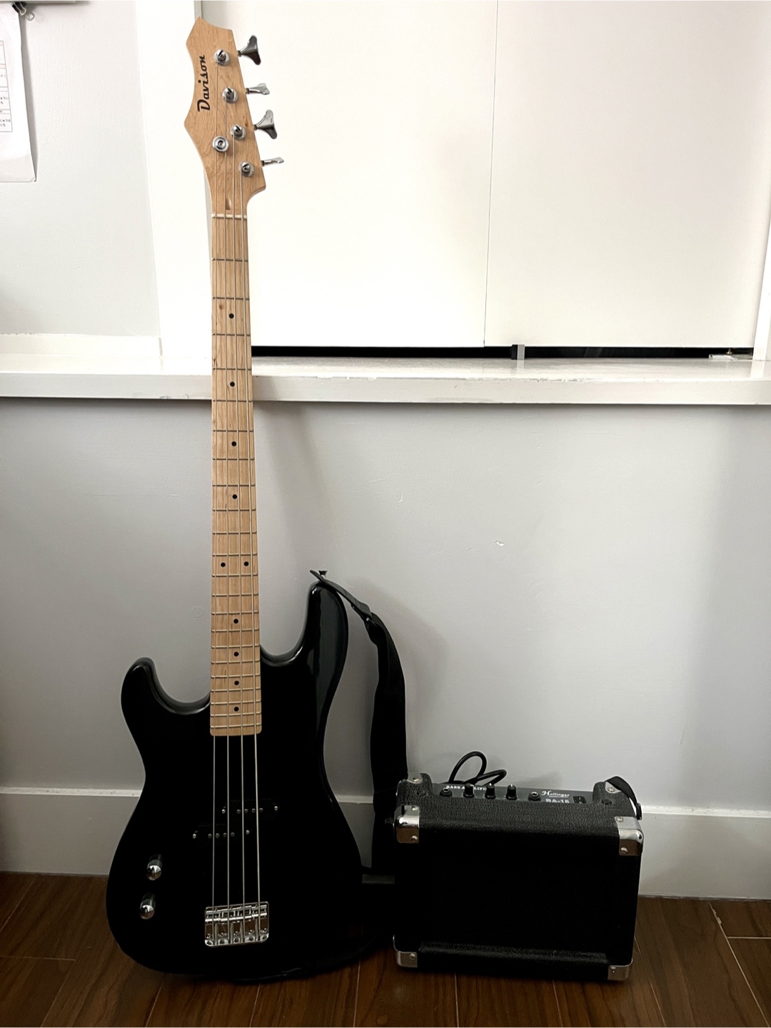 Left Handed Bass Guitar and Amp