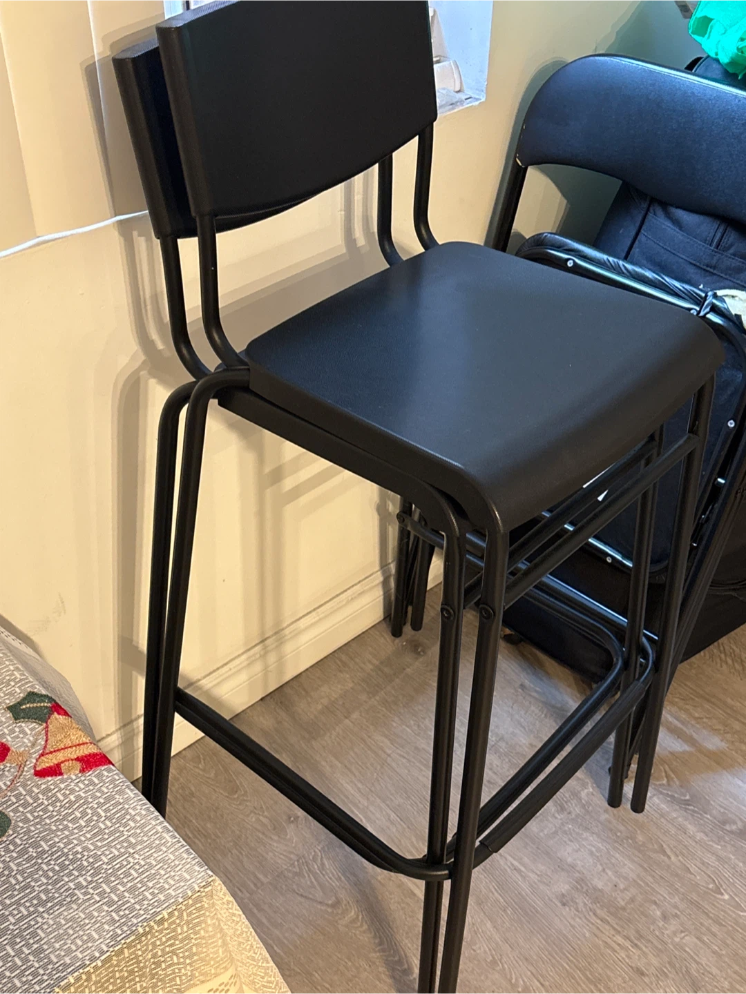 2 ikea Black Bar Stools