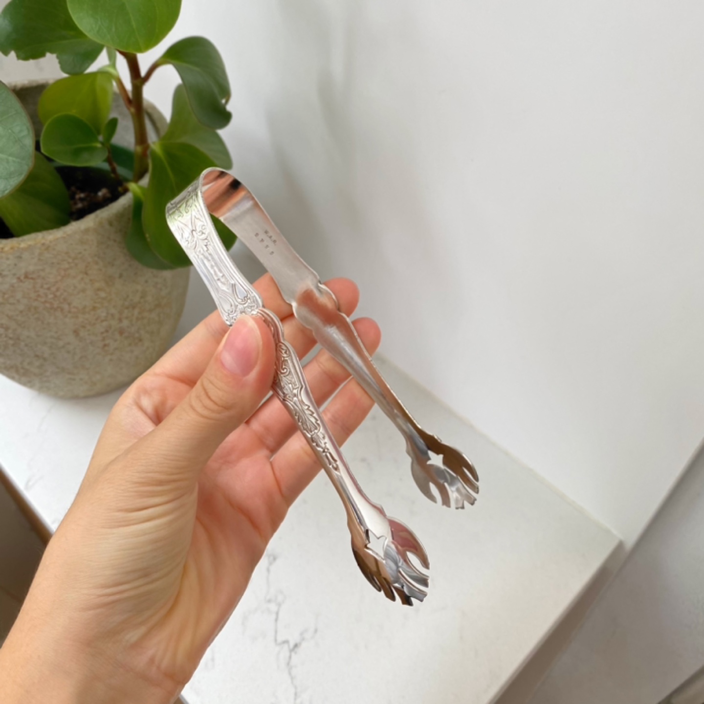 Vintage W.A.R. SPNS Silver Plated Sugar Tongs - photo 5
