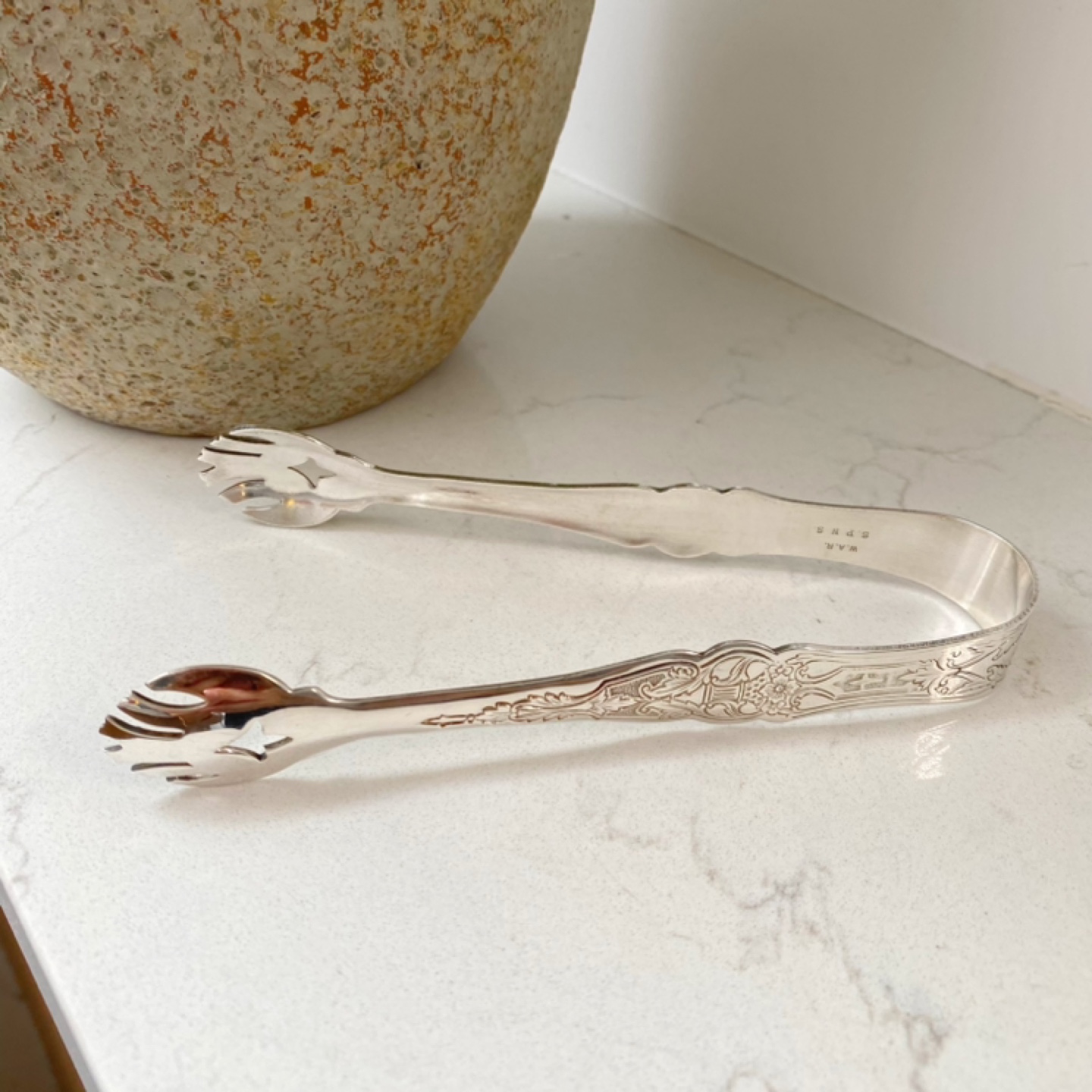 Vintage W.A.R. SPNS Silver Plated Sugar Tongs - photo 3