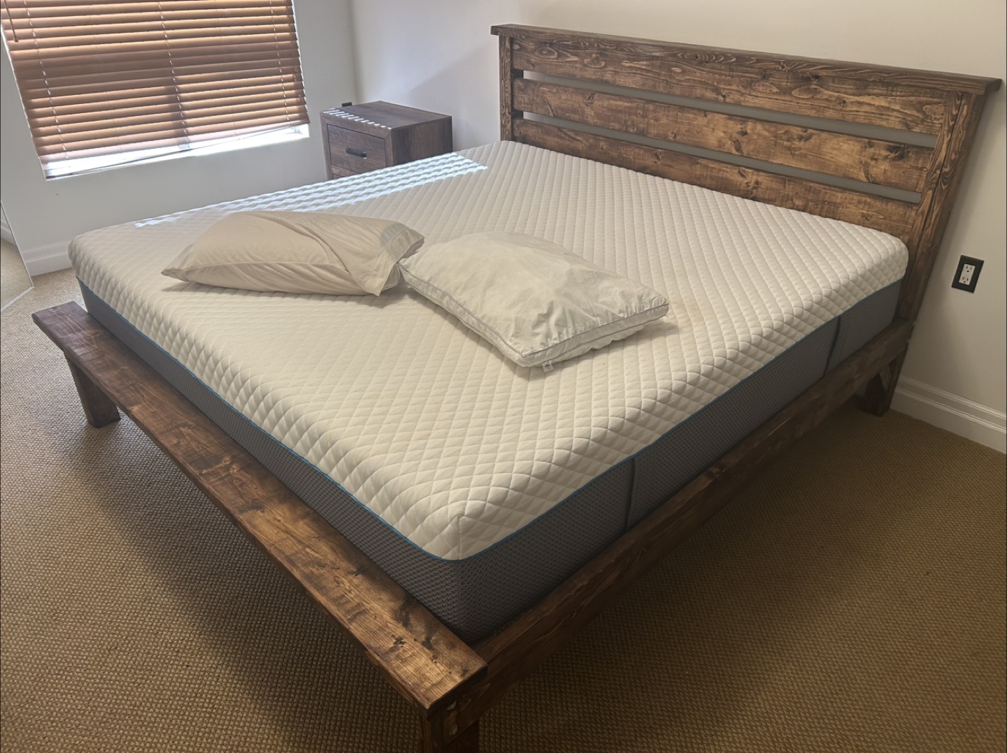 King Size Bed Frame +Mattress –Strong, Comfortable,Like New - photo 2