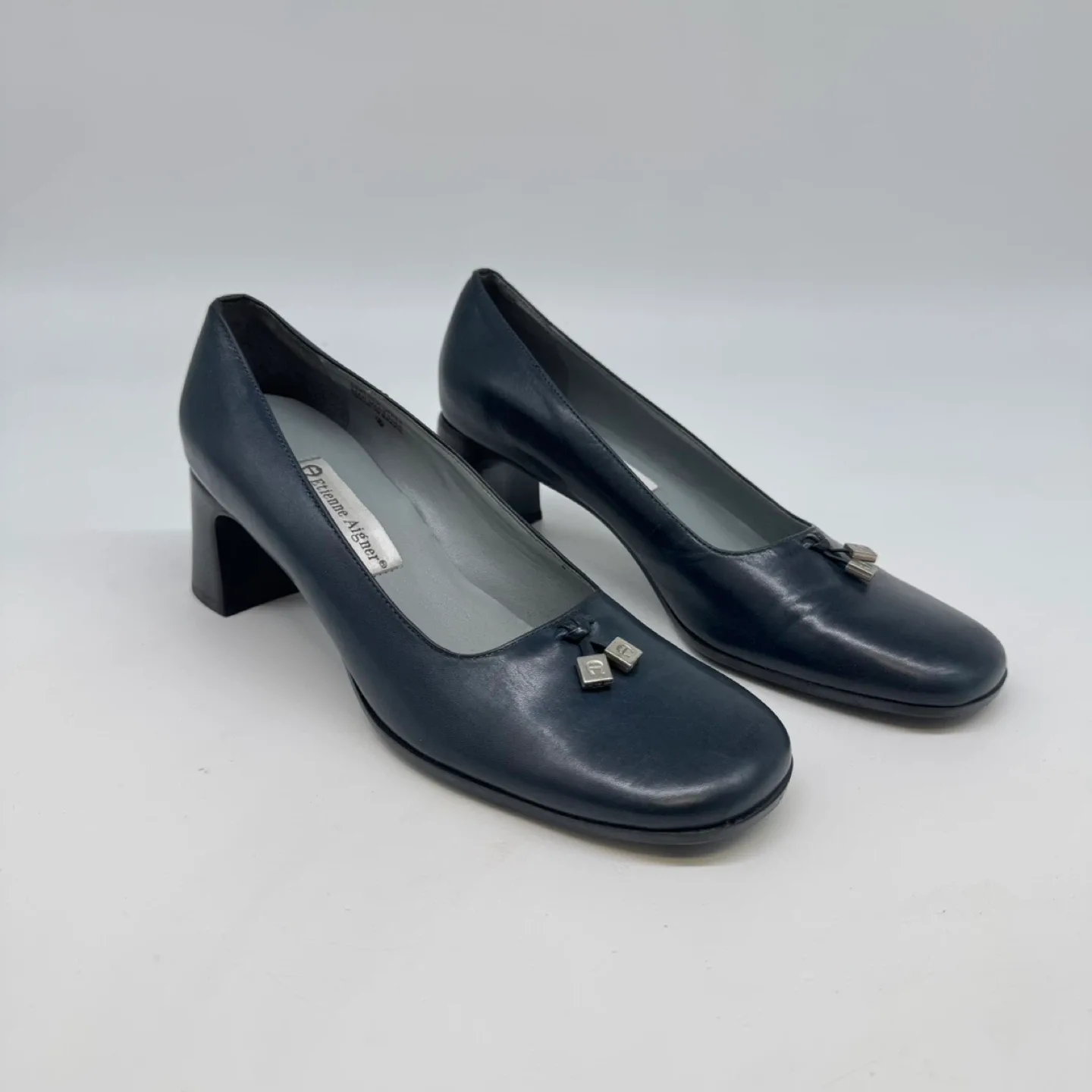 Etienne Aigner Leather Block Heel Pumps – Size 8.5 thumbnail