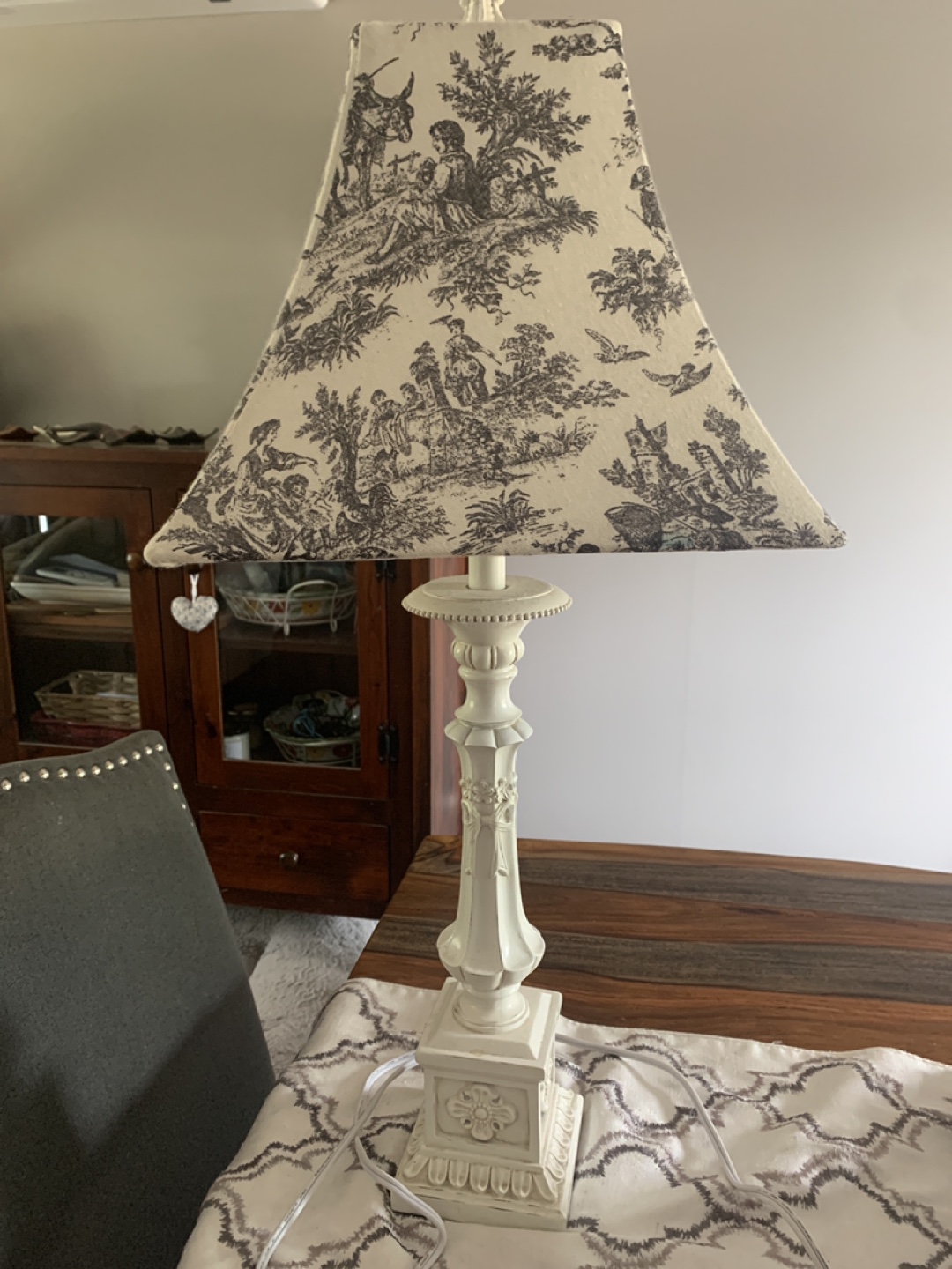 White Toile Table Lamp