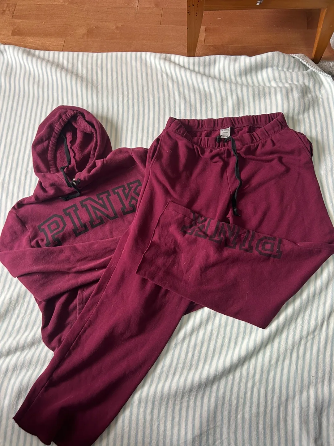PINK Burgundy Hoodie & Sweatpants Set image indicator(2)