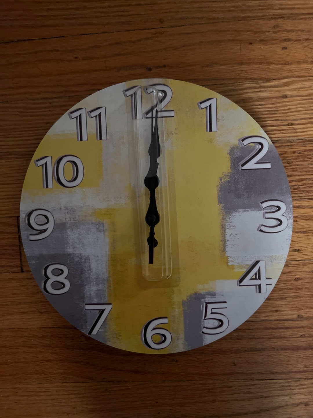 New Grey & Yellow Abstract Art Painting Wall Clock - 10 Inch