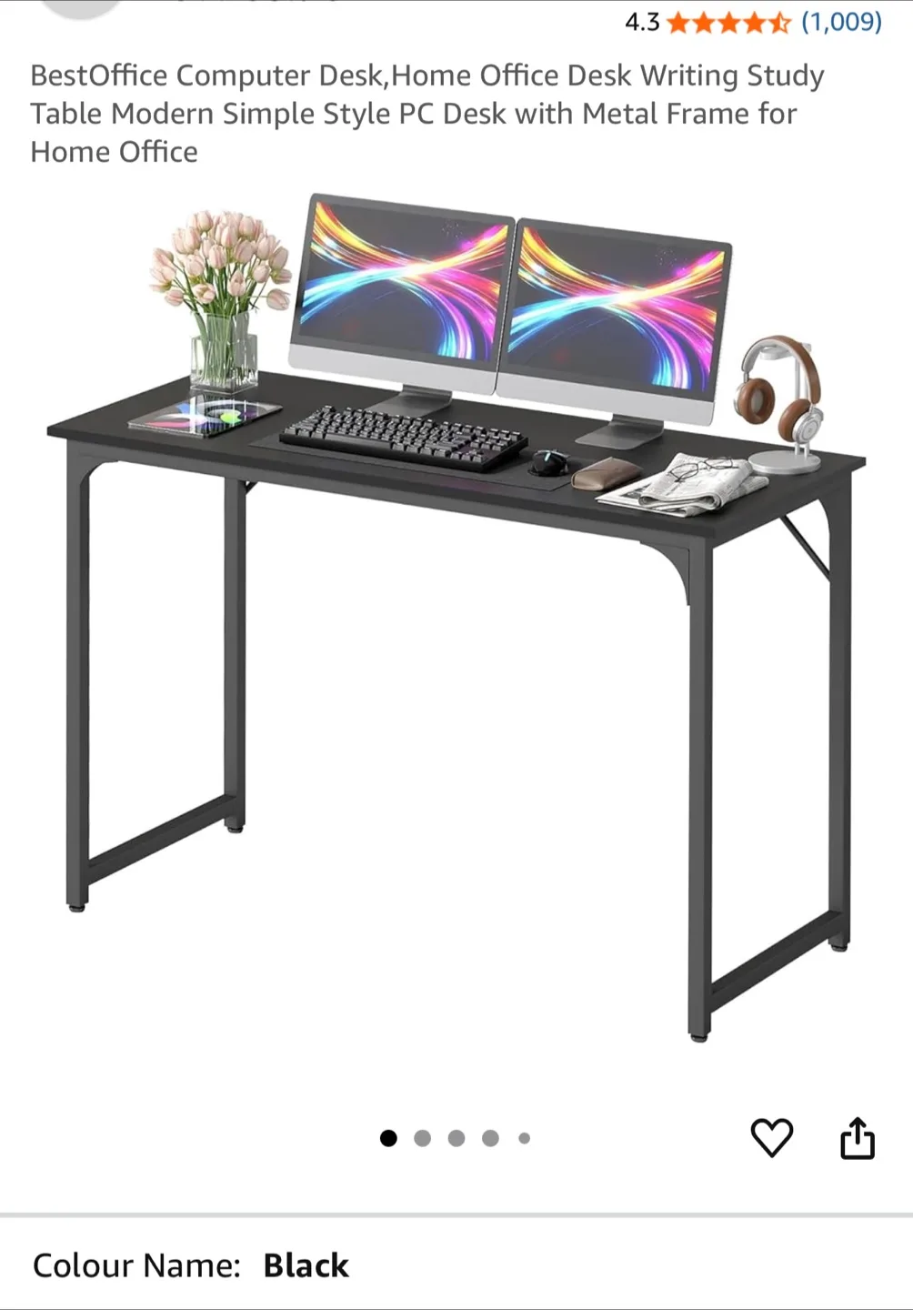 🥕BestOffice Computer Desk/study table - Black
