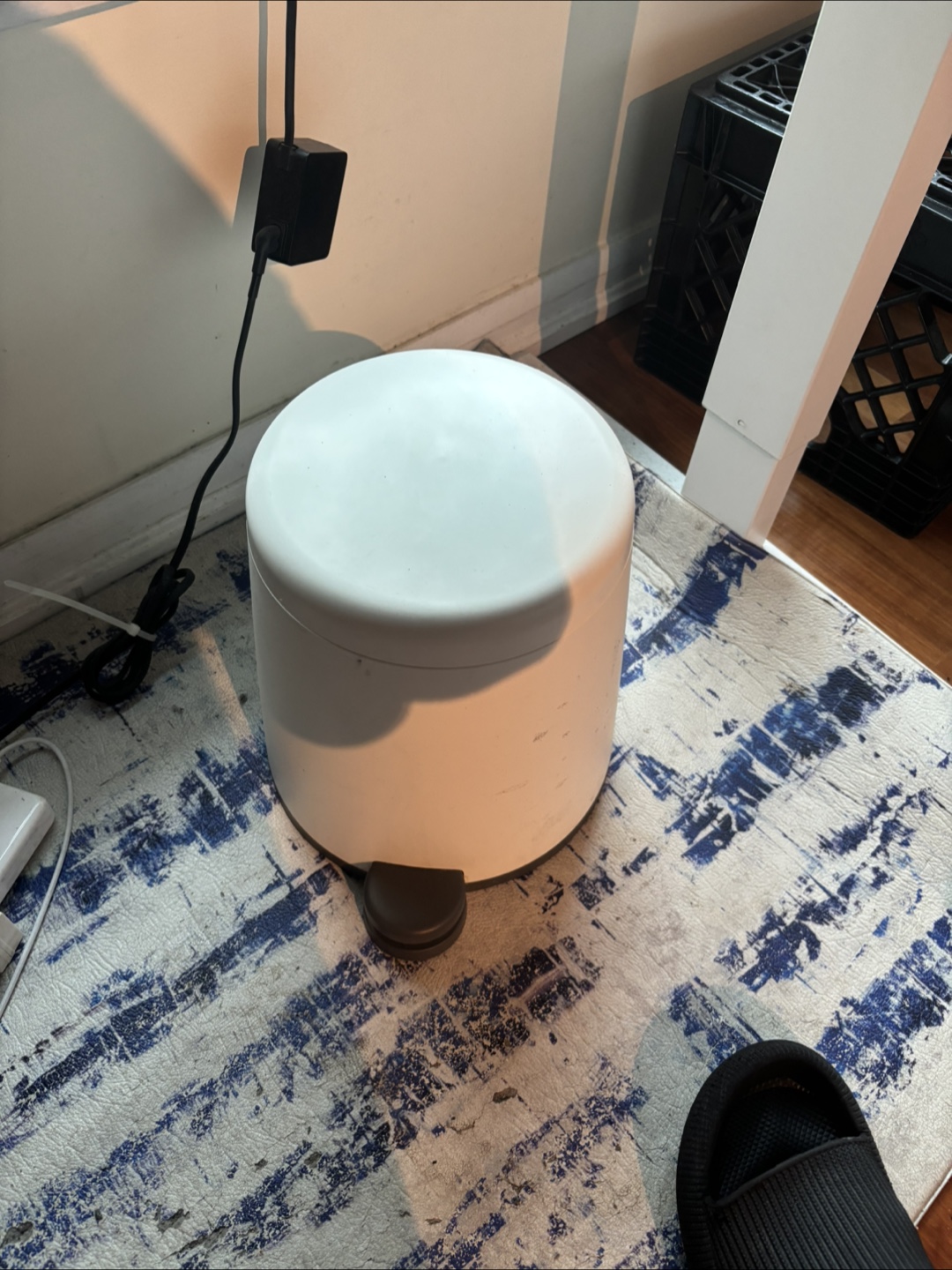 White Step-On Trash Can