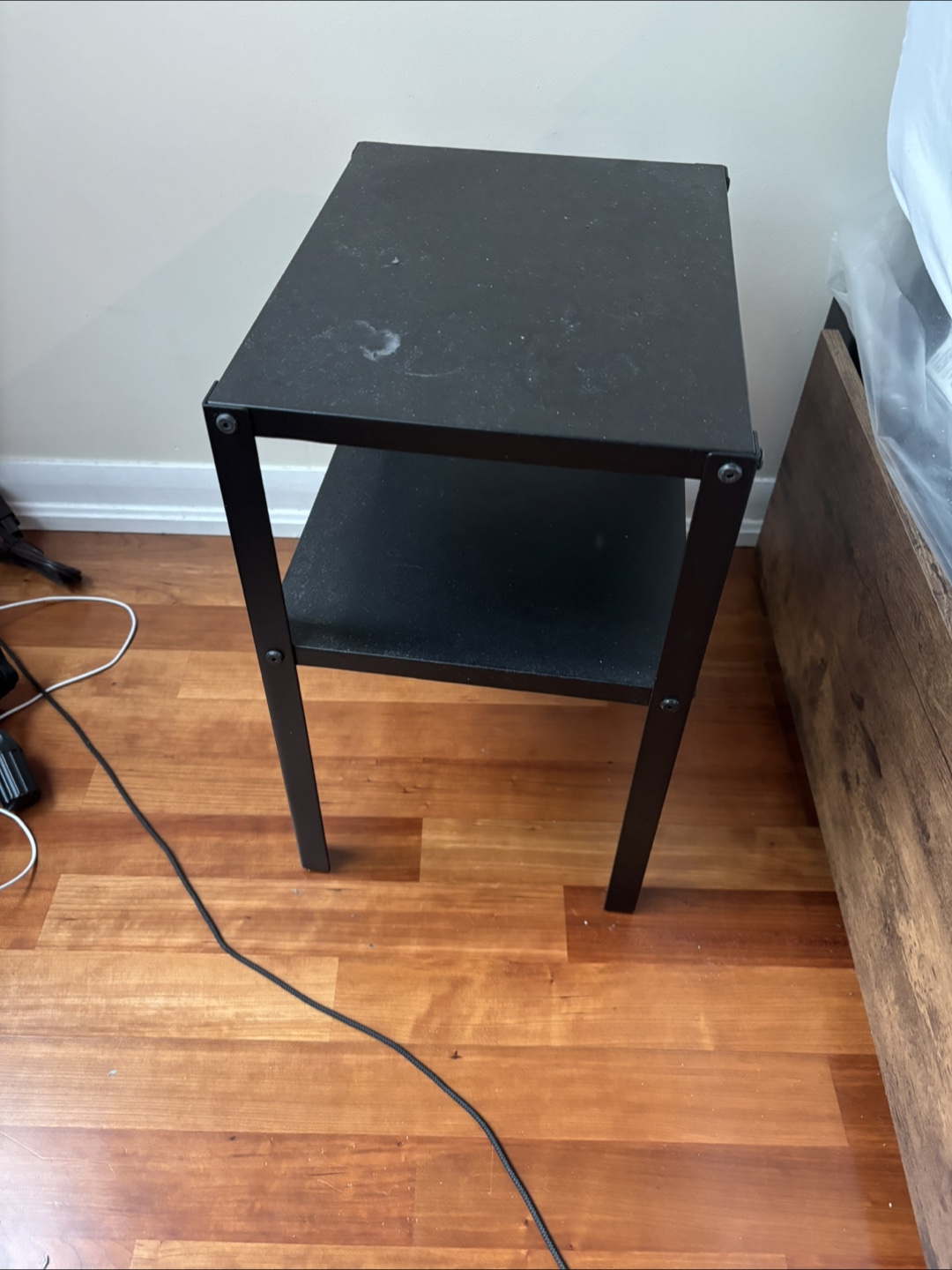 Black Metal 2-Tier Side Table