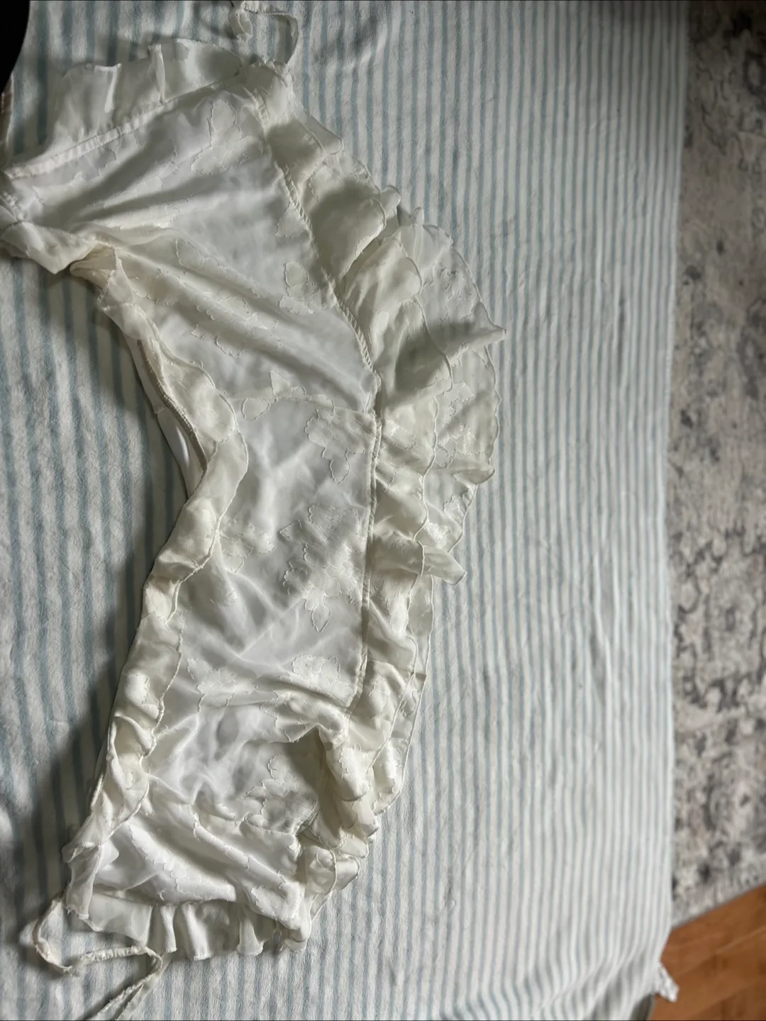 PrettyLittleThing White Ruffle Mini Dress - Size 6 image indicator(2)