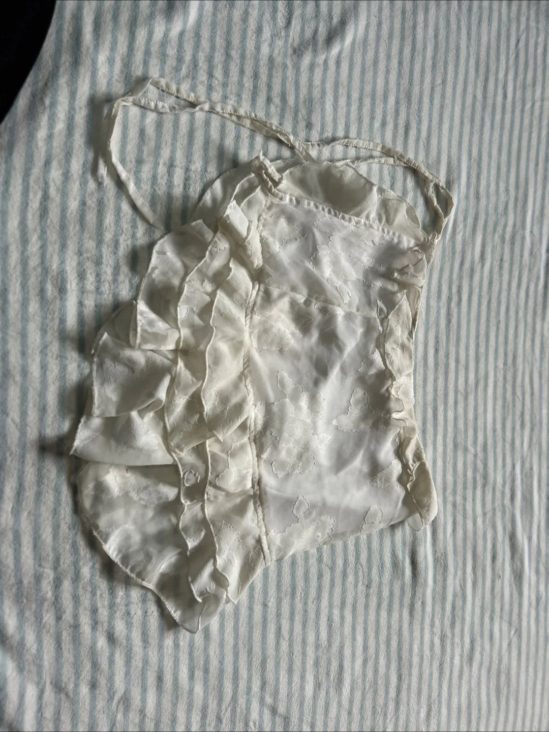 PrettyLittleThing White Ruffle Mini Dress - Size 6 image indicator(3)