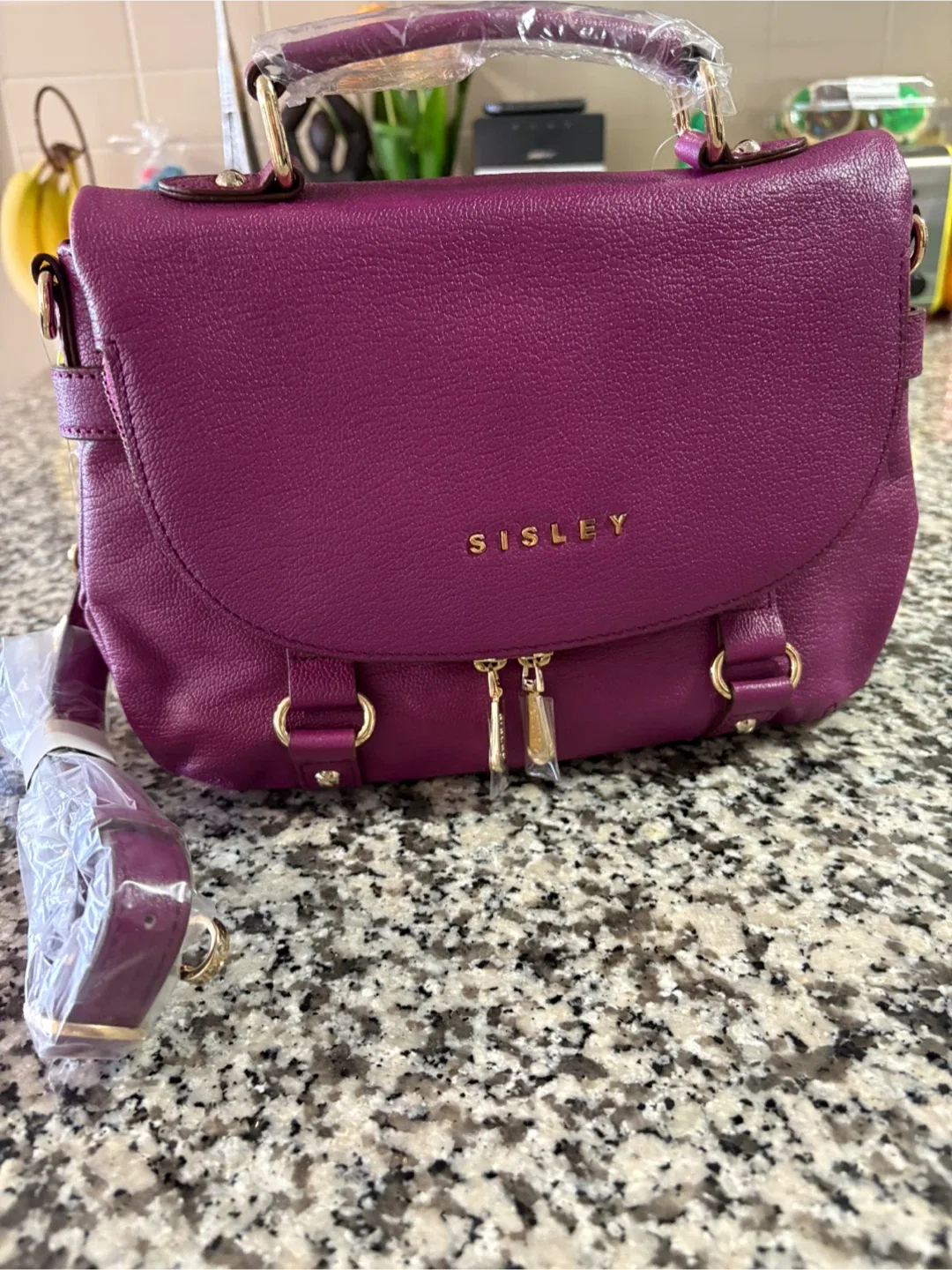 Sisley Purple Leather Handbag thumbnail