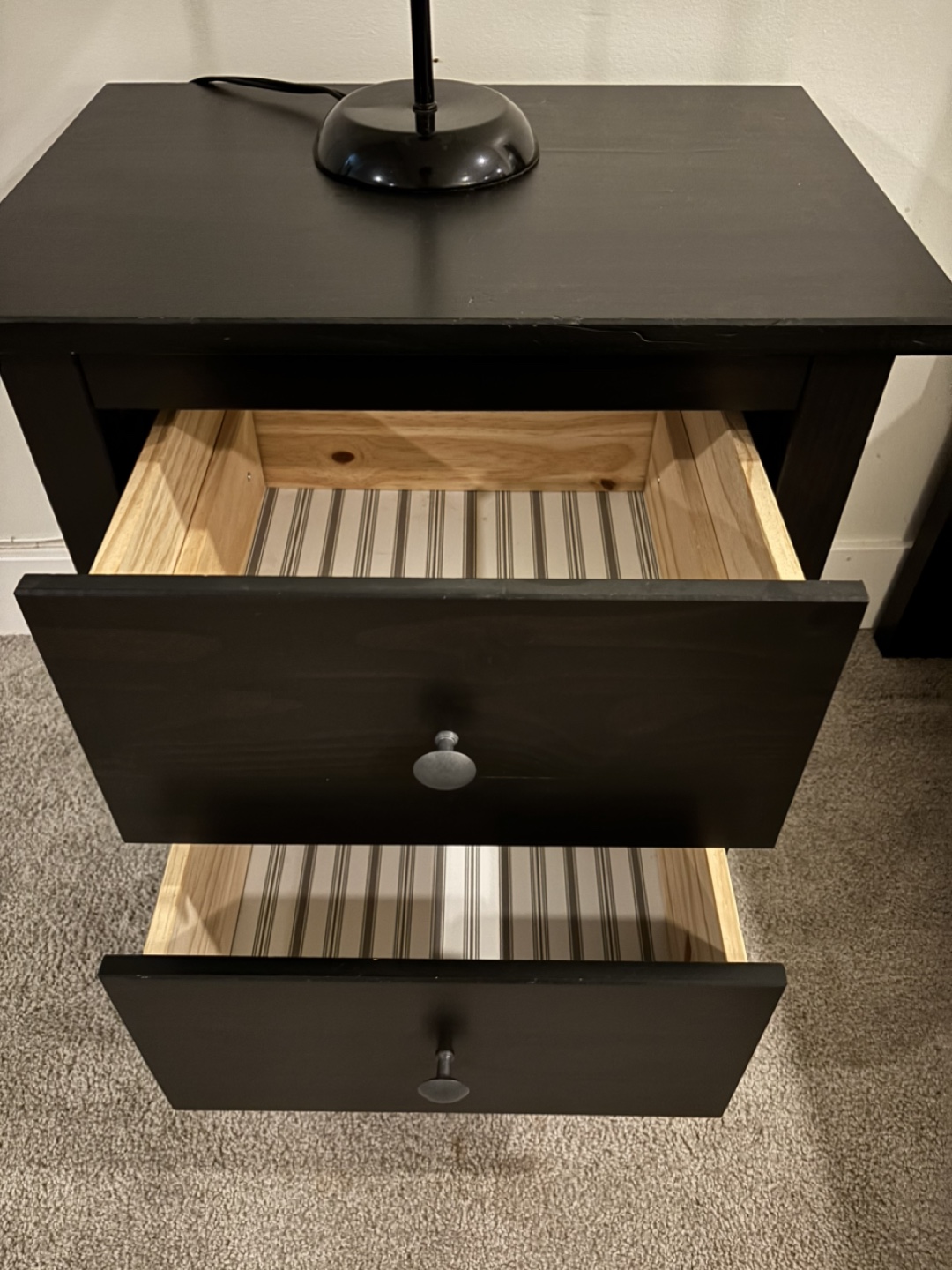 2 Black Nightstands with Two Drawers - photo 4