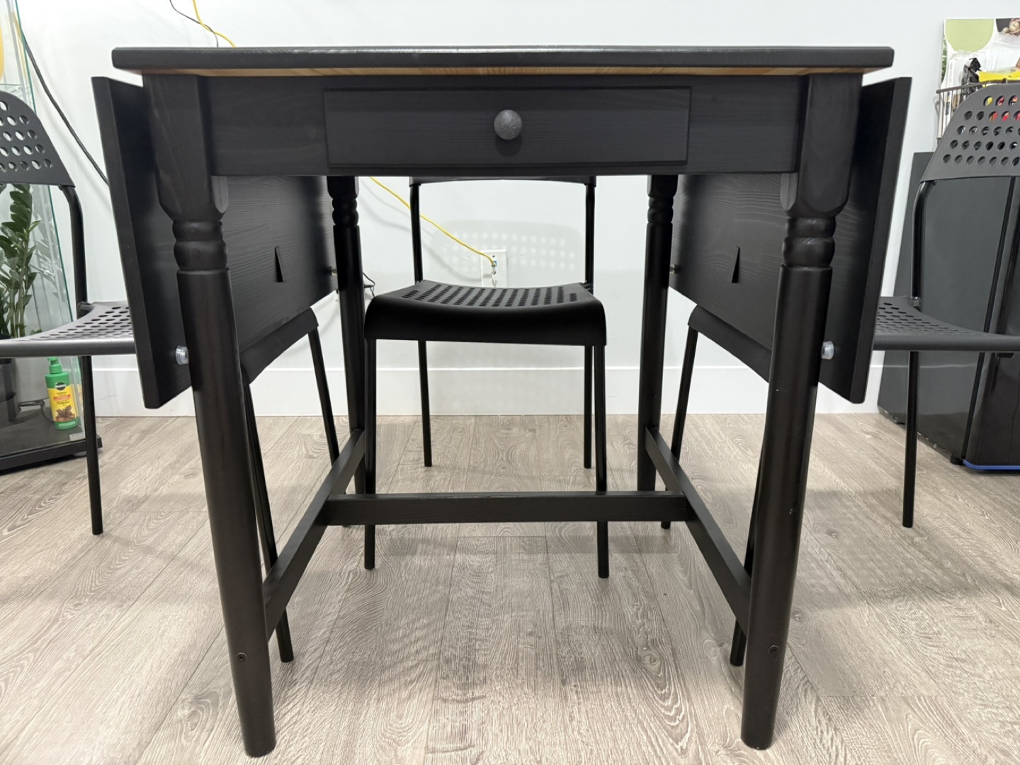 IKEA INGATORP Black Drop Leaf Dining Table & 4 Chairs