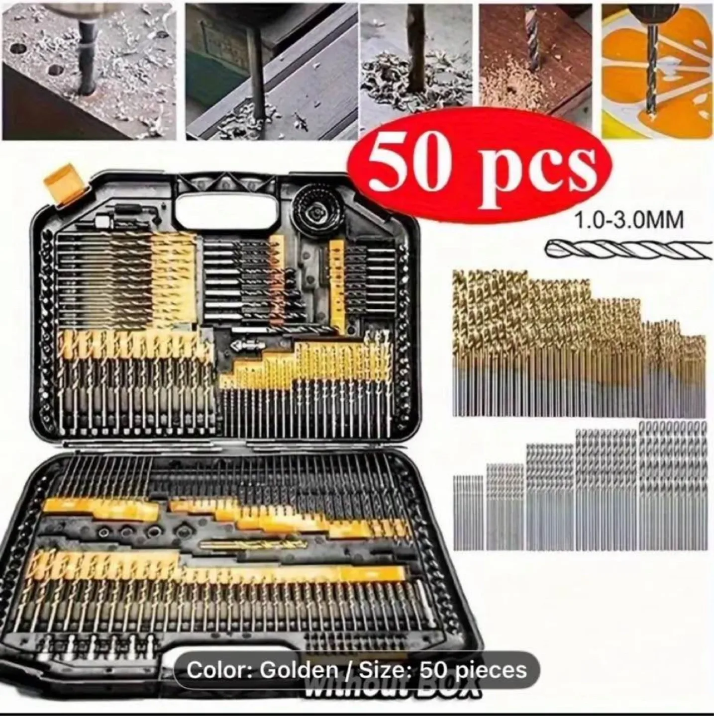50pcs Titanium-Coated HSS Drill Bit Set thumbnail