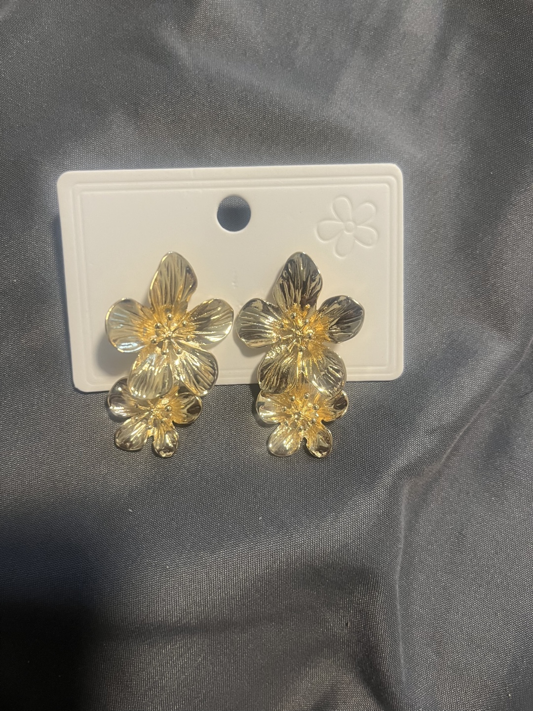 Gold Flower Dangle Earrings
